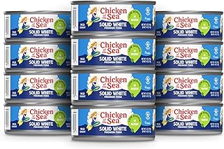 Chicken of the Sea Solid White Premium Albacore Tuna in Water, Low Sodium, Wild Caught Tuna, 5 oz. Can (Pack of 12)