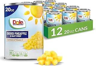 Dole Canned Fruit, Crushed Pineapple in Heavy Syrup, Gluten Free, Pantry Staples, 20 Oz, 12 Count, Packaging May Vary