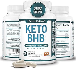Purely Optimal Keto BHB Exogenous Ketones Supplement - Keto Diet Pills for Ketosis, Energy, Focus, Metabolism - for Women and Men (60 Capsules)
