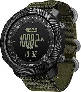 North Edge Apache Tactical Sports Watches for Men , Outdoor Survival Military Compass Rock Solid Digital Watches with Durable Band, Steps Tracker Pedometer Calories (Green)…