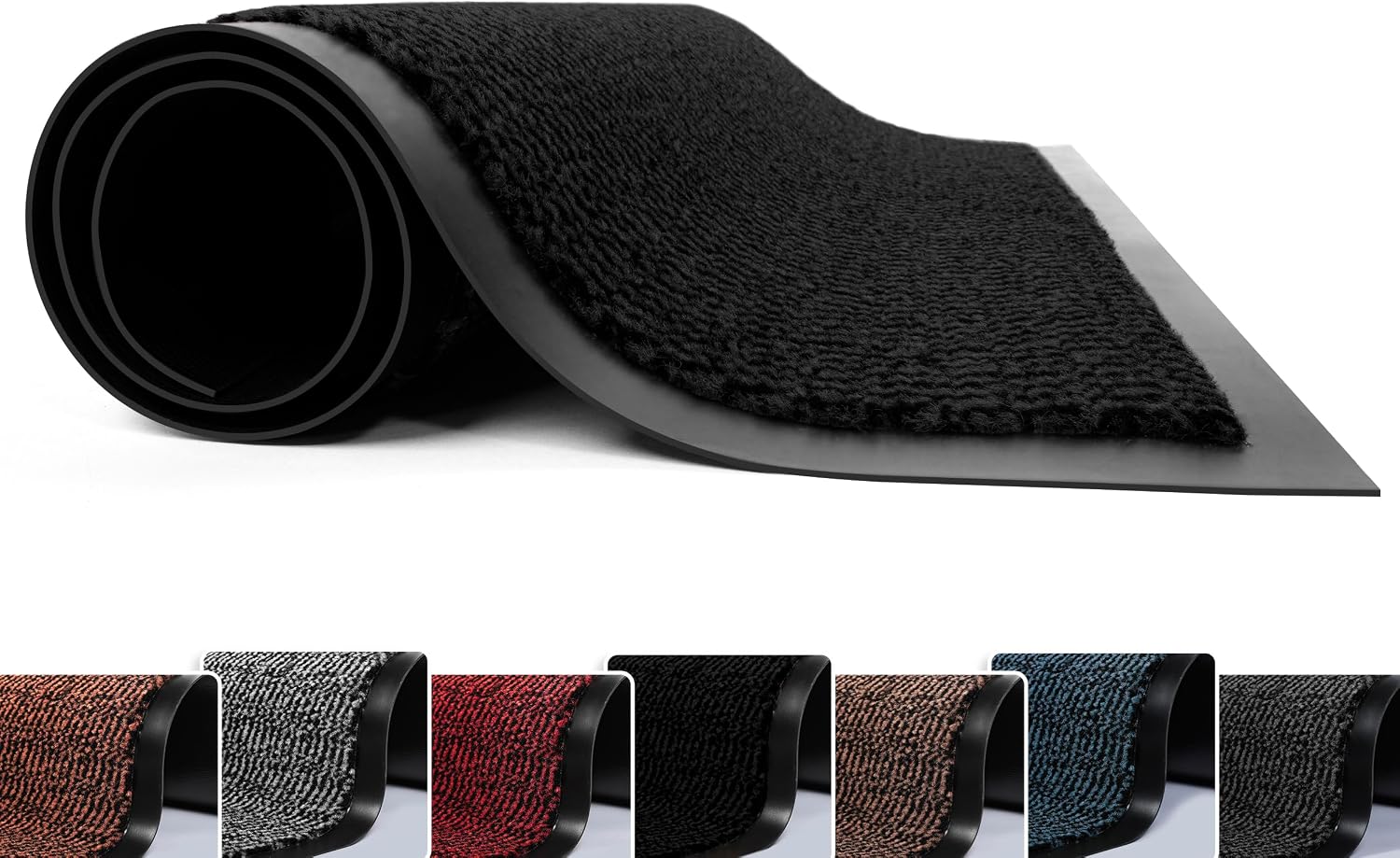 FB FunkyBuys Washable Door Mats - Heavy Duty, Non-Slippery & Stylish Floor Mat - Door mat indoor Large Rubber Indoor & Outdoor Doormats for Perfect Dust Grabbing (Black-waved, 90 x 150 CM)