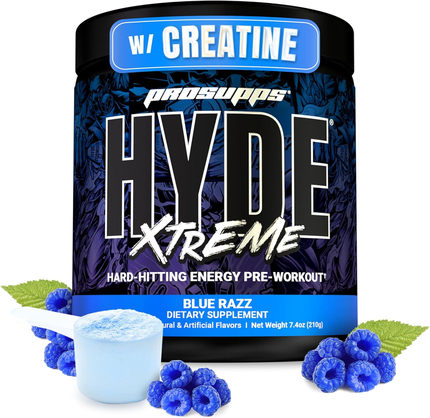 PROSUPPS Mr. Hyde Xtreme Pre Workout Powder with Creatine, Beta Alanine & Caffeine – Extreme Energy, Pumps, Focus & Performance - Fitness & Gym Supplements for Men & Women (Blue Razz, 30 Servings)