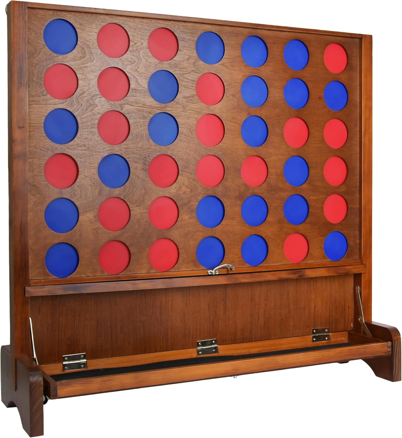 SPORT BEATS Giant Wooden 4 in a Row Connect Game with Folding Tray - Yard Indoor Outdoor Games for Adults and Family Two Ways to Play Includes Shoulder Strap Jumbo Size
