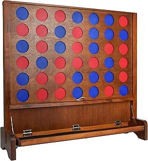 SPORT BEATS Giant Wooden 4 in a Row Connect Game with Folding Tray - Yard Indoor Outdoor Games for Adults and Family Two Ways to Play Includes Shoulder Strap Jumbo Size