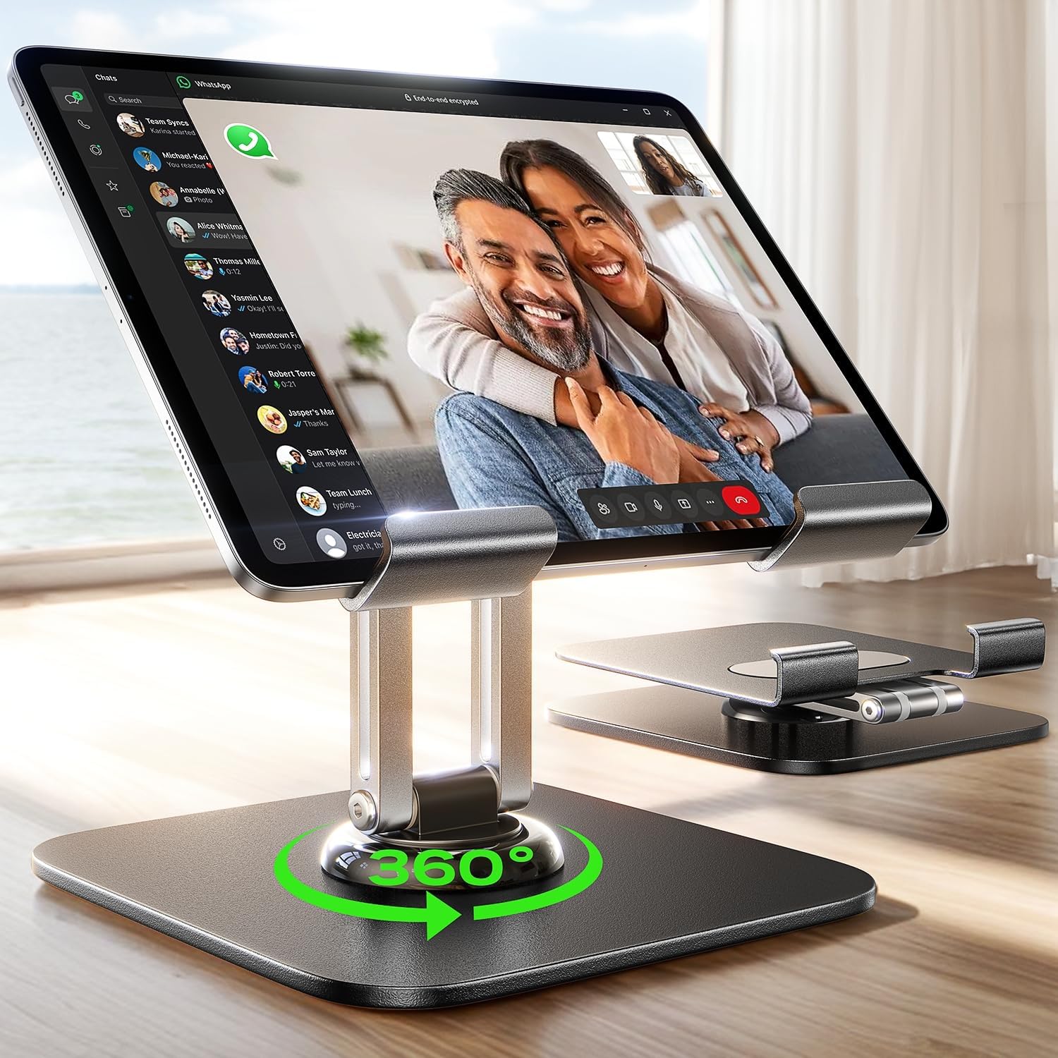 LISEN Tablet Stand Holder Fits iPad Stand for Desk 360° Adjustable Desk Accessories Foldable Must Have Office Accessories for iPad 10 Generation Fire HD 8 Samsung Lenovo Tab Other 4.7"-12.9" Device