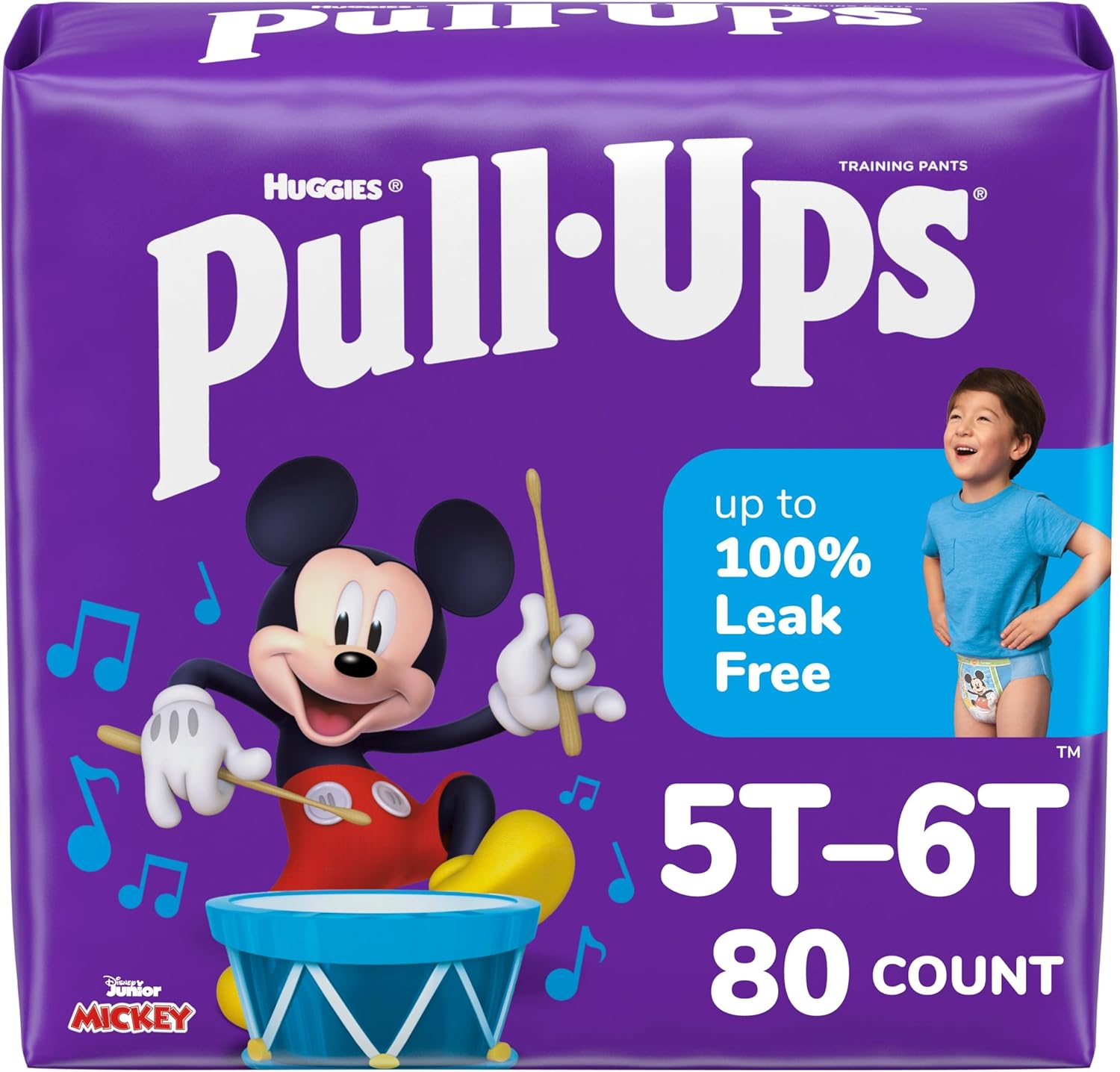 Pull-Ups Boys' Potty Training Pants, 5T-6T (46+ lbs), 80 Count (2 Packs of 40)