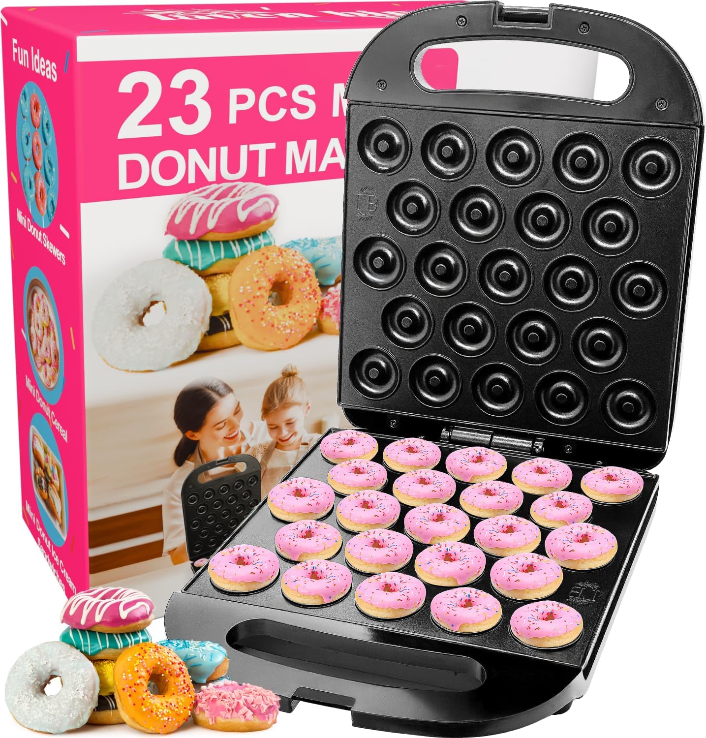 Donut Maker with 23 Mini Karken - Electric Donut Maker, Non-Stick Quick Heating, Easy to Use for Home and Restaurants, Perfect for Breakfast, Snacks