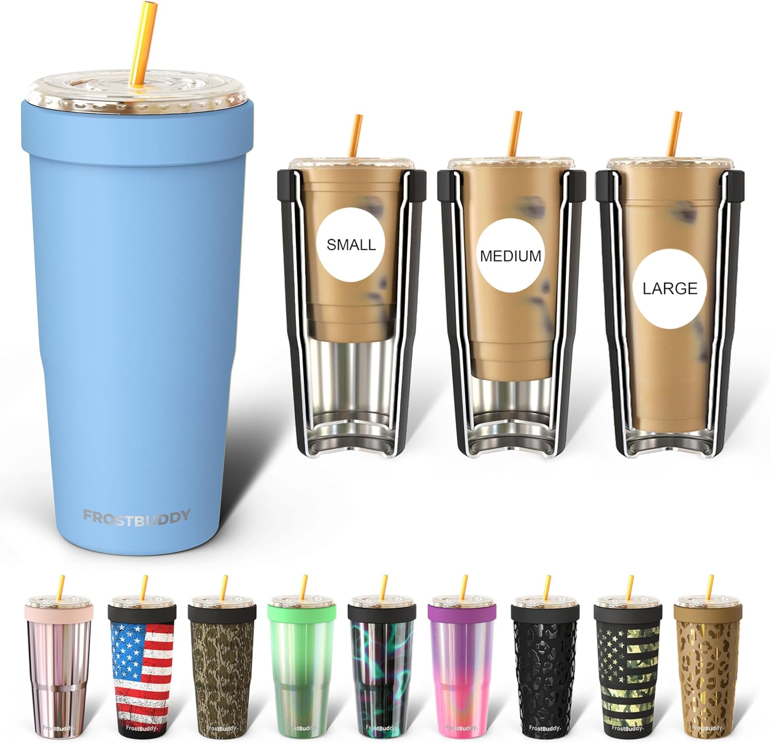 Frost Buddy Togo Buddy | 30 oz Stainless Steel Vacuum Insulated Tumbler | To Go Coffee Cup β Reusable, Iced Coffee Cups, Travel Mug, Thermal Cup for Hot & Cold Drinks, Dunkin Cup (Baby Blue)