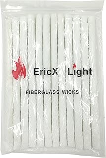 EricX Light Long Life Fiberglass Replacement Wicks for Tiki Torch - 12 Piece - 0.5 by 9.85 Inch