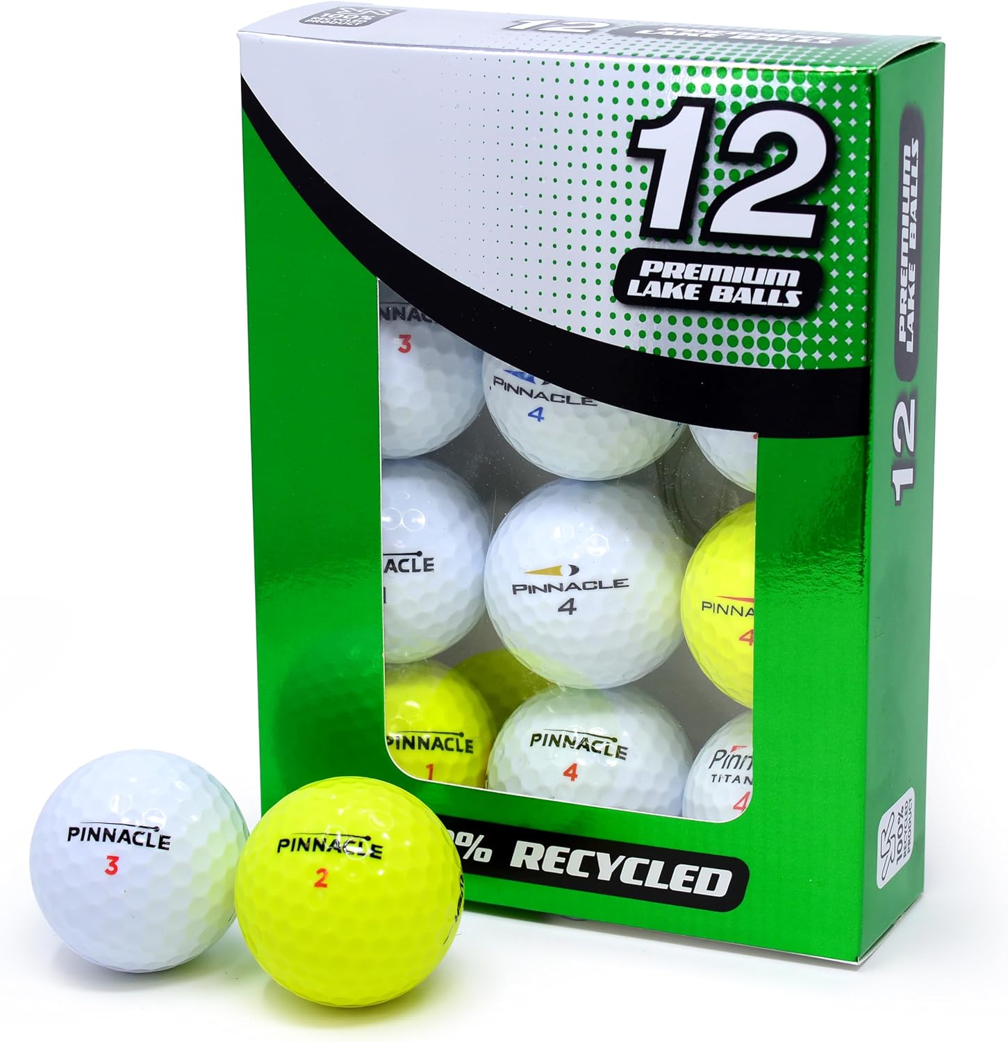 Second Chance Pinnacle Grade A Used Golf Balls - 12 Pack | Recycled Pinnacle Lake Golf Balls Lake Balls | Mixed Pinnacle Golf Balls for Exceptional Performance