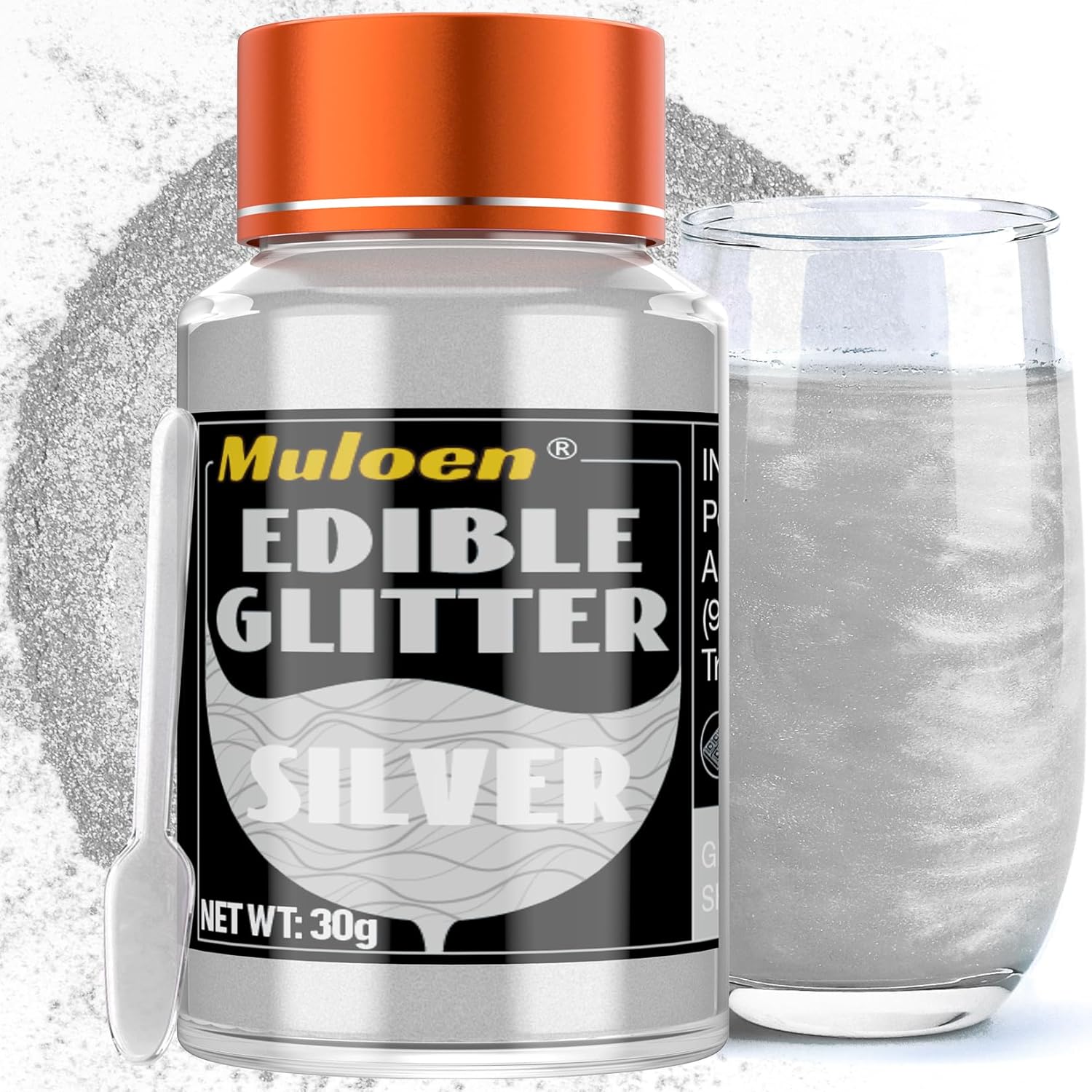 Silver Edible Glitter - 30 Grams 100% Edible Glitter for Drinks, Cake Decorating Supplies, Cookie Decorating Supplies, Strawberries, Cookie, Cocktails, Chocolate, etc. Luster Dust Edible