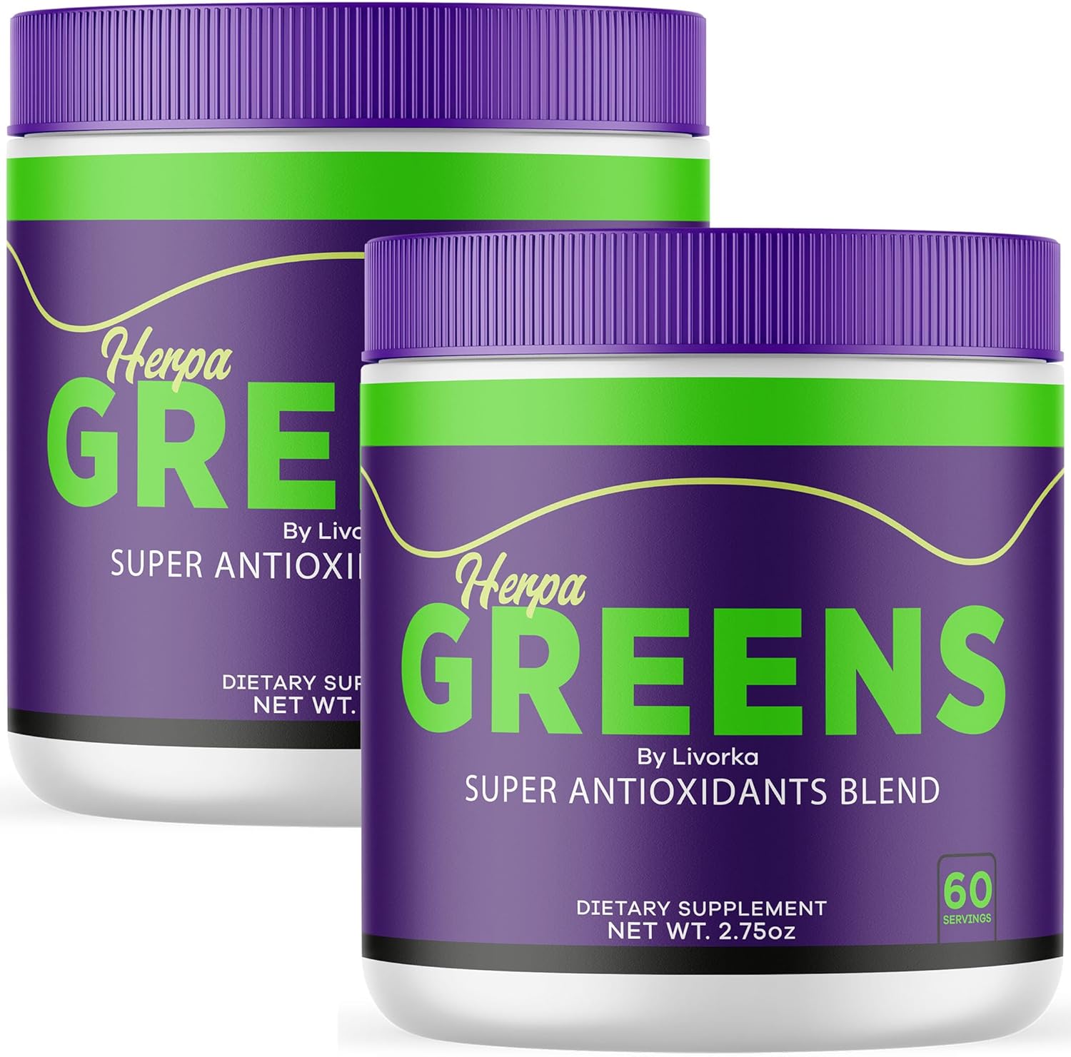 (2 Pack) Herpa Greens Powder, Official HerpaGreens Powder, Herpa Greens Advanced Formula in a Jar, Herpa Greens Supports Overall Health and Wellness, HerpaGreens Reviews, 60 Servings for 2 Months
