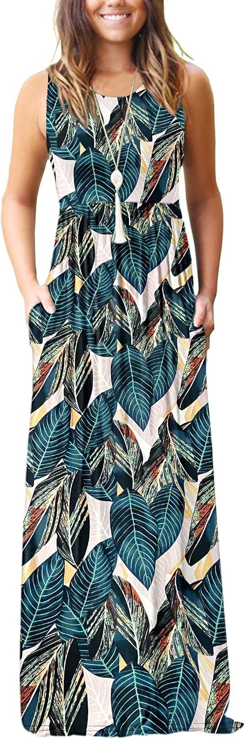 AUSELILY Women's Summer Sleeveless Loose Maxi Dress Casual Long Dresses with Pockets 2025 New