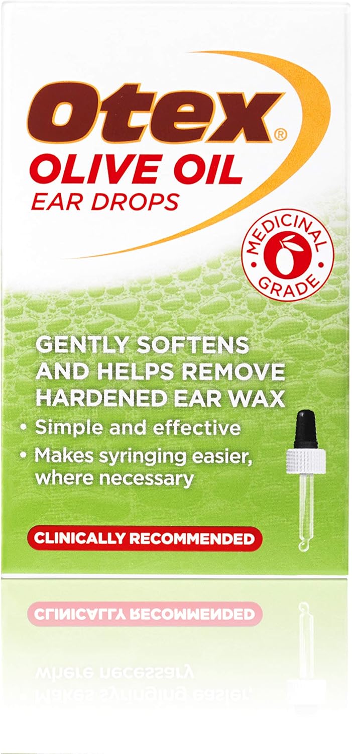 Otex Olive Oil Ear Drops For Natural, Gentle Removal of Excessive, Hardened Ear Wax. Bottle with Dropper Applicator, 10 ml (Pack of 1)
