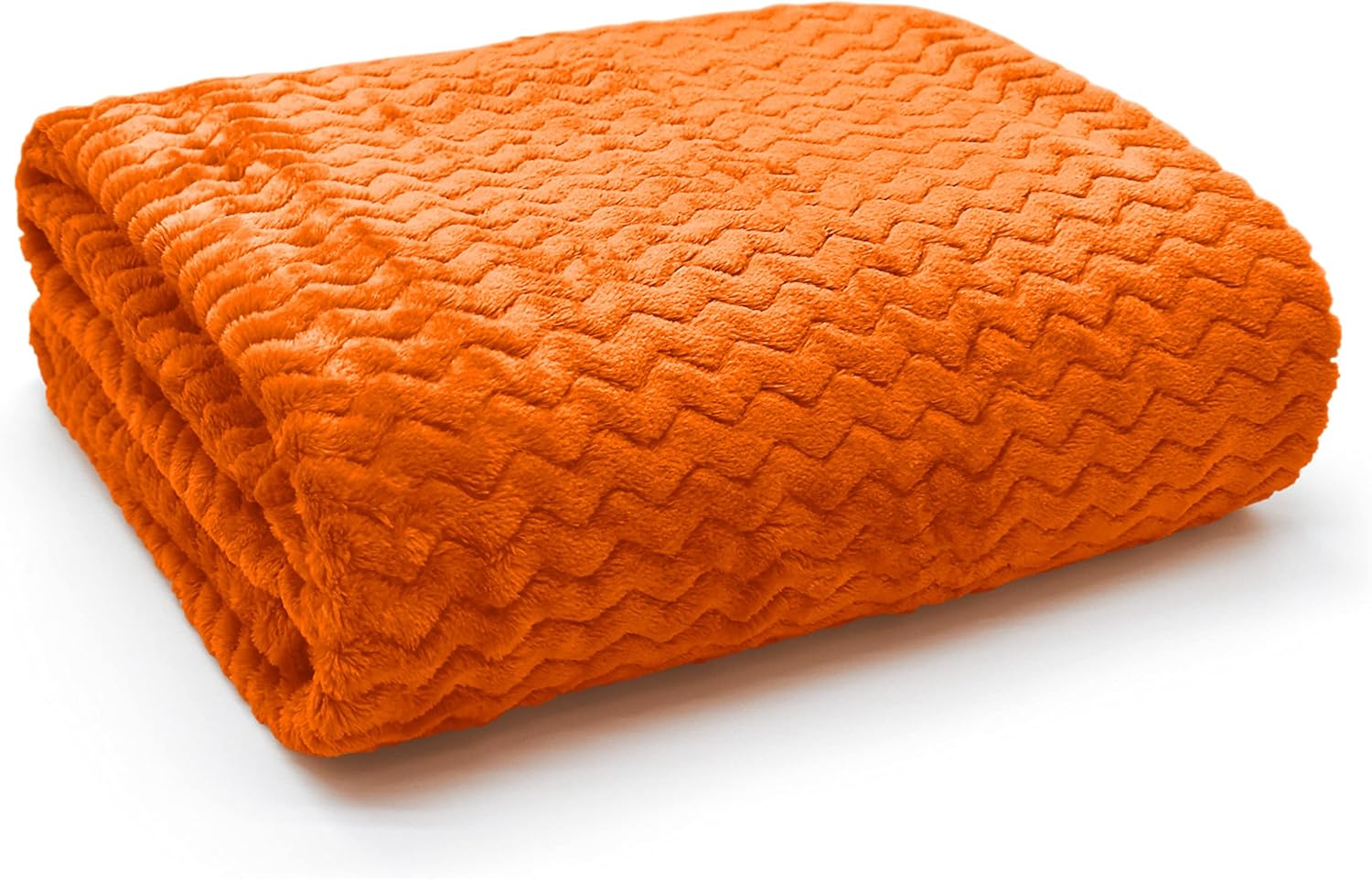 Velosso Super Soft Throw Blanket Flannel Sofa Throw Teddy Soft Plain Blanket 127x152cm 3D Chevron Pattern all seasons blanket (Orange)