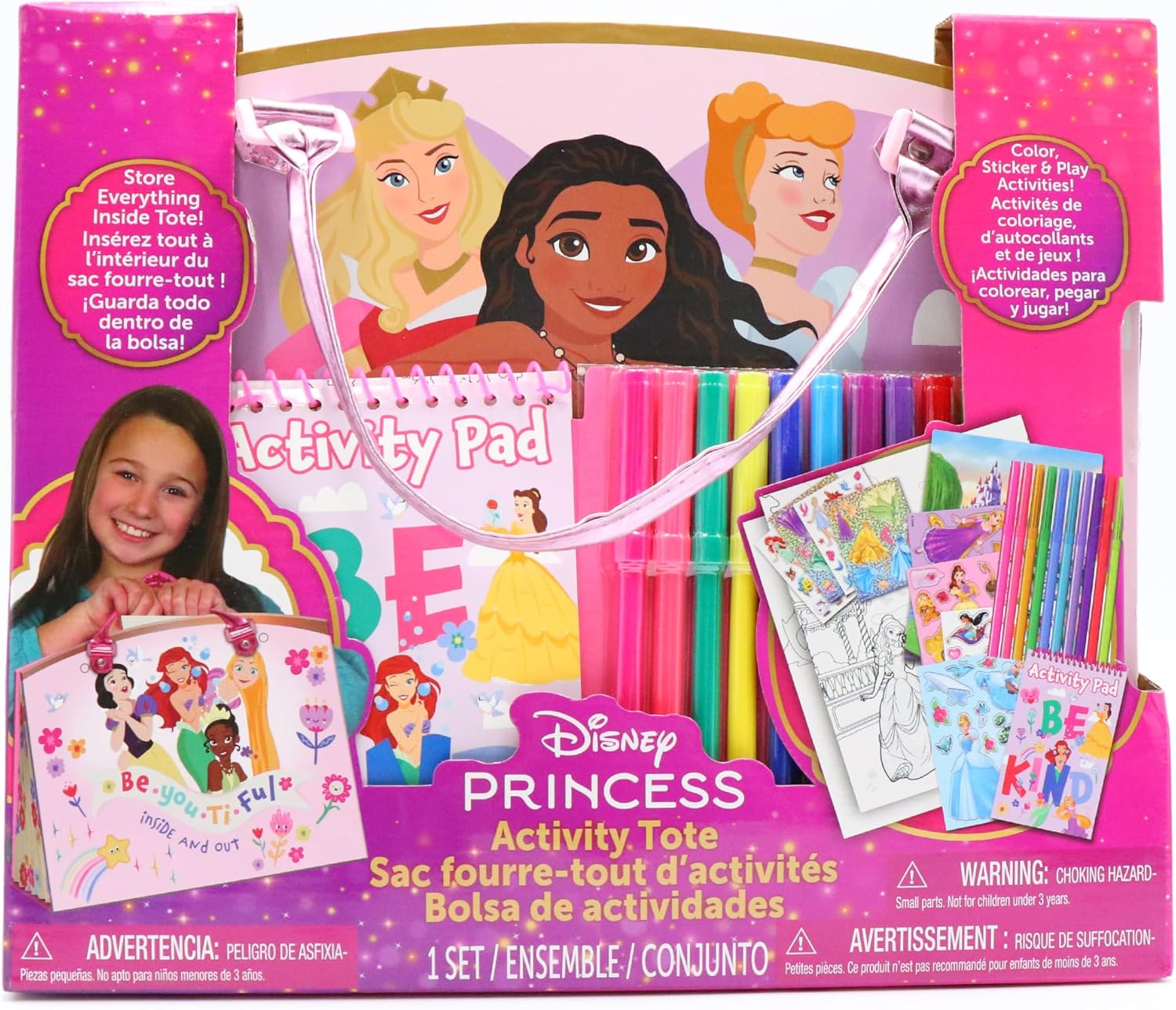 Tara Toys Princess Activity Tote - Ultimate Princess Adventure Bag with Coloring Books, Stickers, and Craft Supplies, Travel-Friendly Set for Little Artists, Imaginative Play, Ages 3+ 