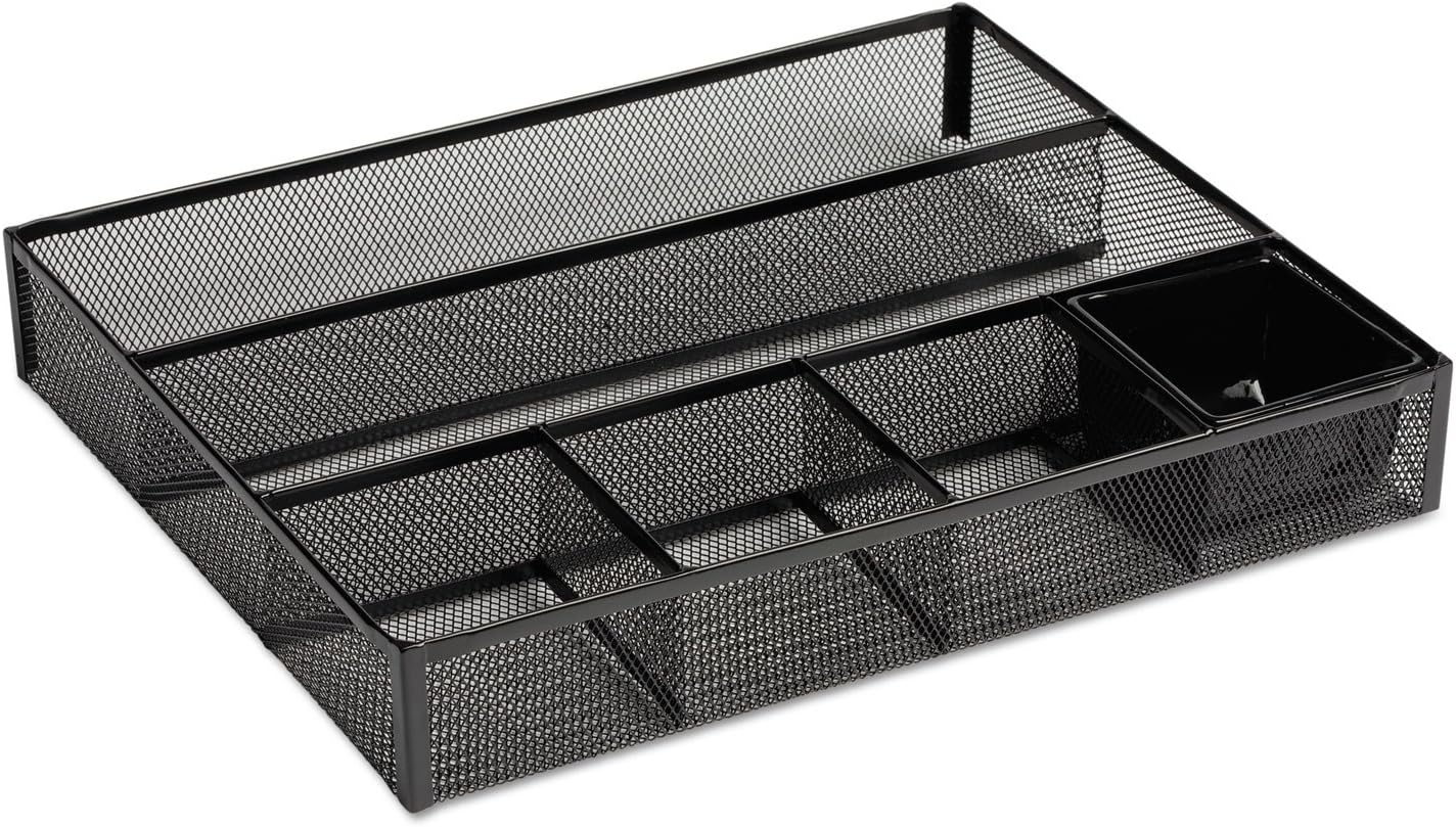 ROLODEX Deep Desk Drawer Organizer, Metal Mesh, Black (22131) 11.75 inches long by 15.25 inches wide