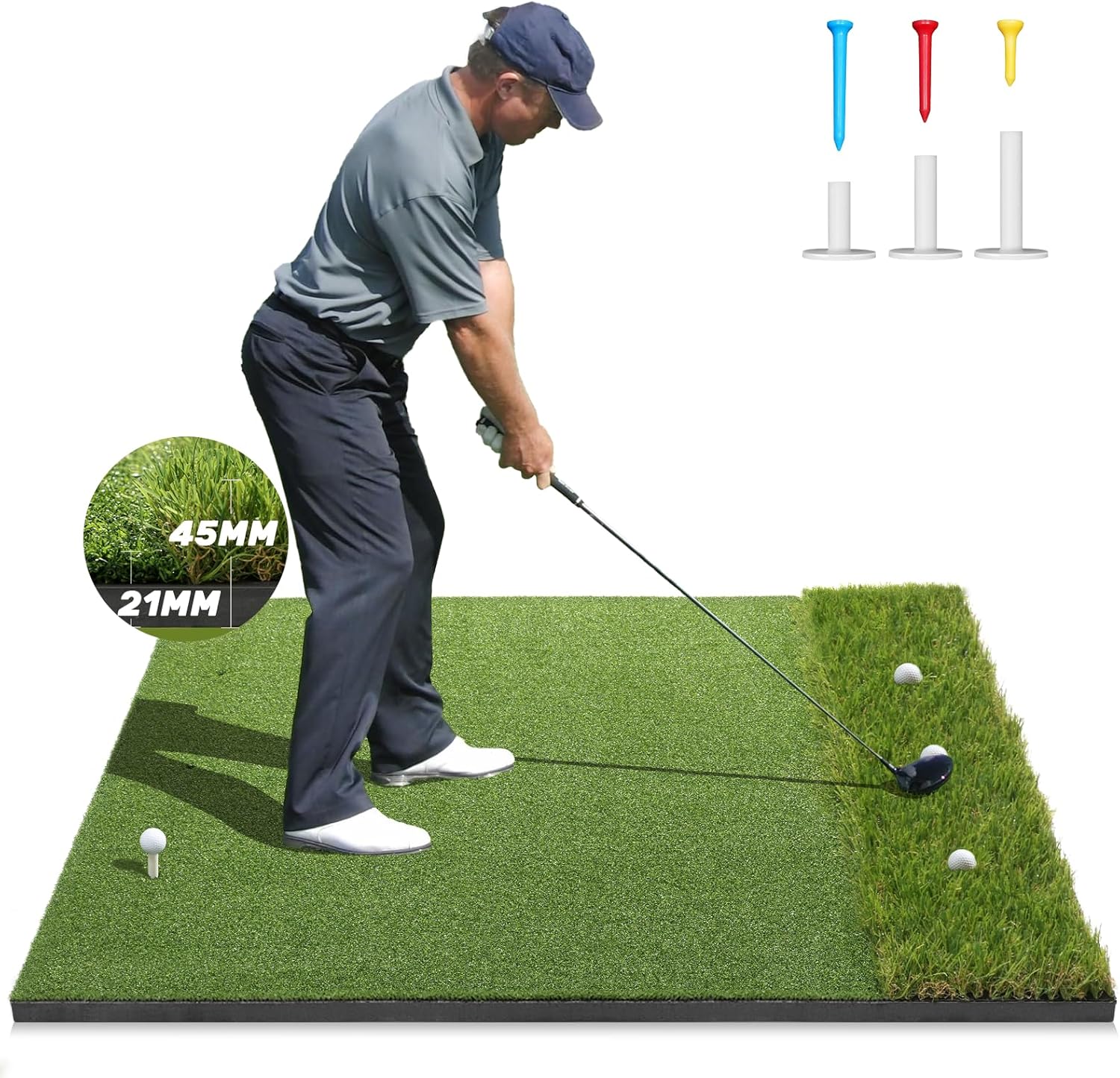 Premium Dual-Turf Golf Mat: 5x4ft Thickened for Backyard, Driving Range, Indoor & Outdoor Practice Hitting, Swing & Chipping, Ideal Gifts for Men Dad Husband Boy Christmas