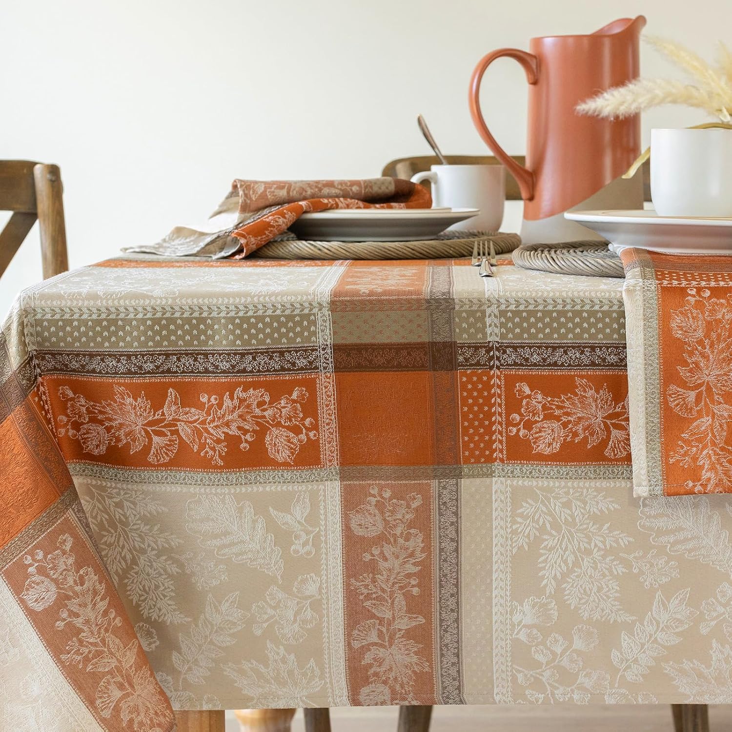 Benson Mills Heirloom Harvest Yarn Dyed Jacquard Fabric Table Cloth, Fall, Harvest and Thanksgiving Tablecloth (60" X 84" Rectangular, Heirloom Harvest)