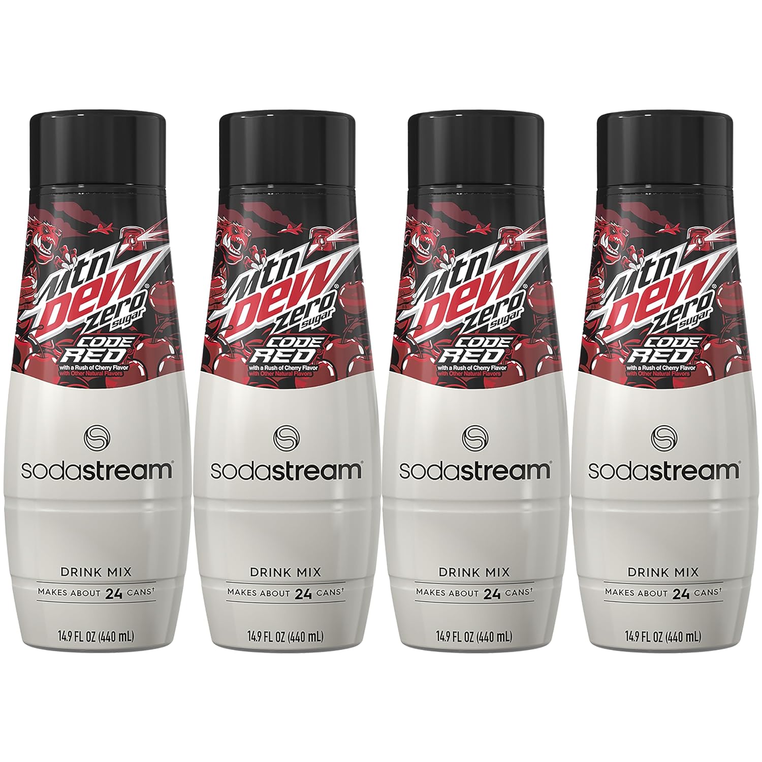 SodaStream MTN Dew Code Red Zero Sugar Drink Mix (440ml, Pack of 4)