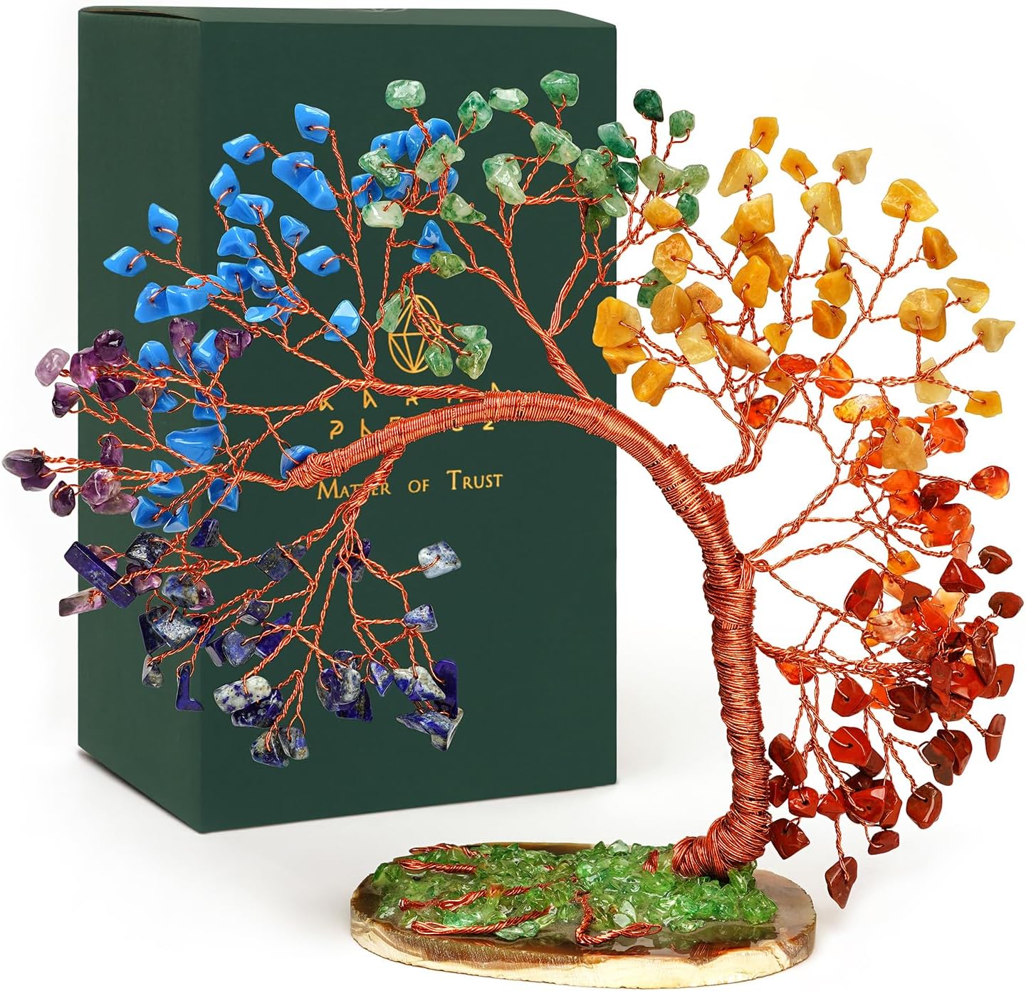 7 Chakra Healing Crystal Tree of Life for Home and Office Decor, Positive Energy, Wealth, Good Luck, Reiki Healing Crystals and Stones, Handmade Feng Shui Decoration, Birthday Gifts for Women