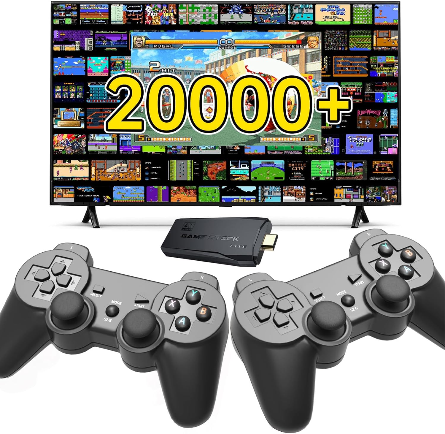 2025 Upgraded Game King:Retro Game Console,Retro Games Stick with 20,000+ Games,4k Hdmi Output Gaming Stick,TV-Connectable Gaming Console,Plug and Retro Play Video Gamefor TV(64GB)