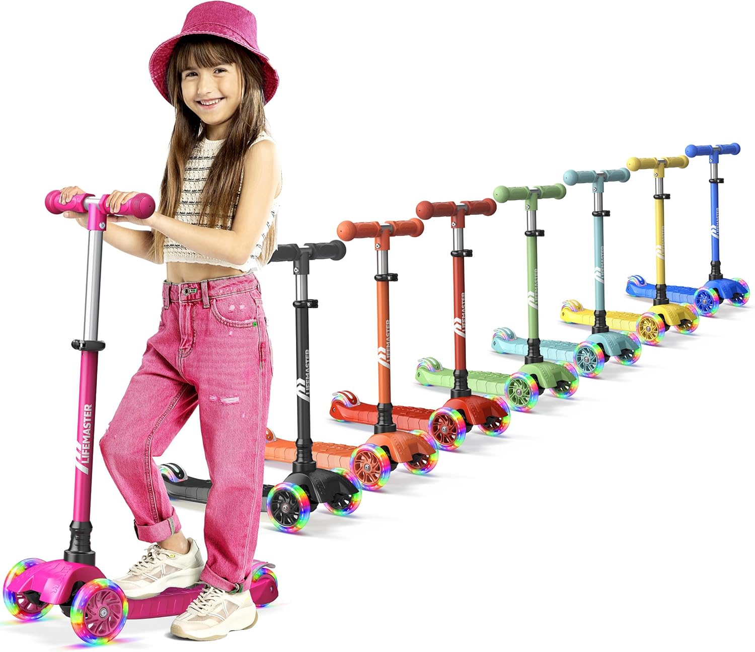 Kids Scooter – Children and Toddler 3 Wheel Kick Scooter – LED Wheel Lights Illuminate When Rolling– Adjustable Handlebar – Indoor and Outdoor