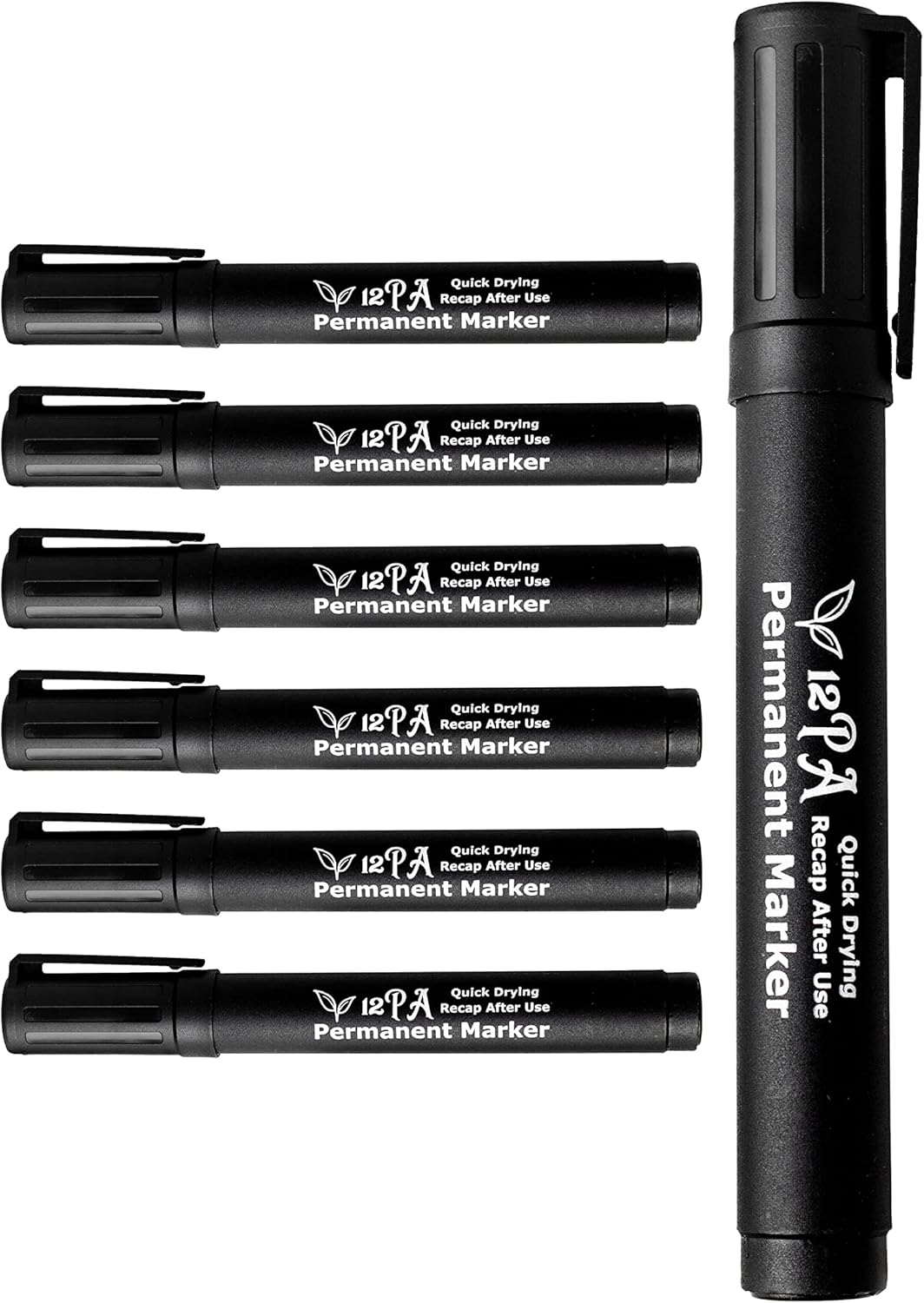 12PA 6 Black | Permanent Marker Pens | Thick Bullet Tip | Permanent Markers | Black Marker Pen