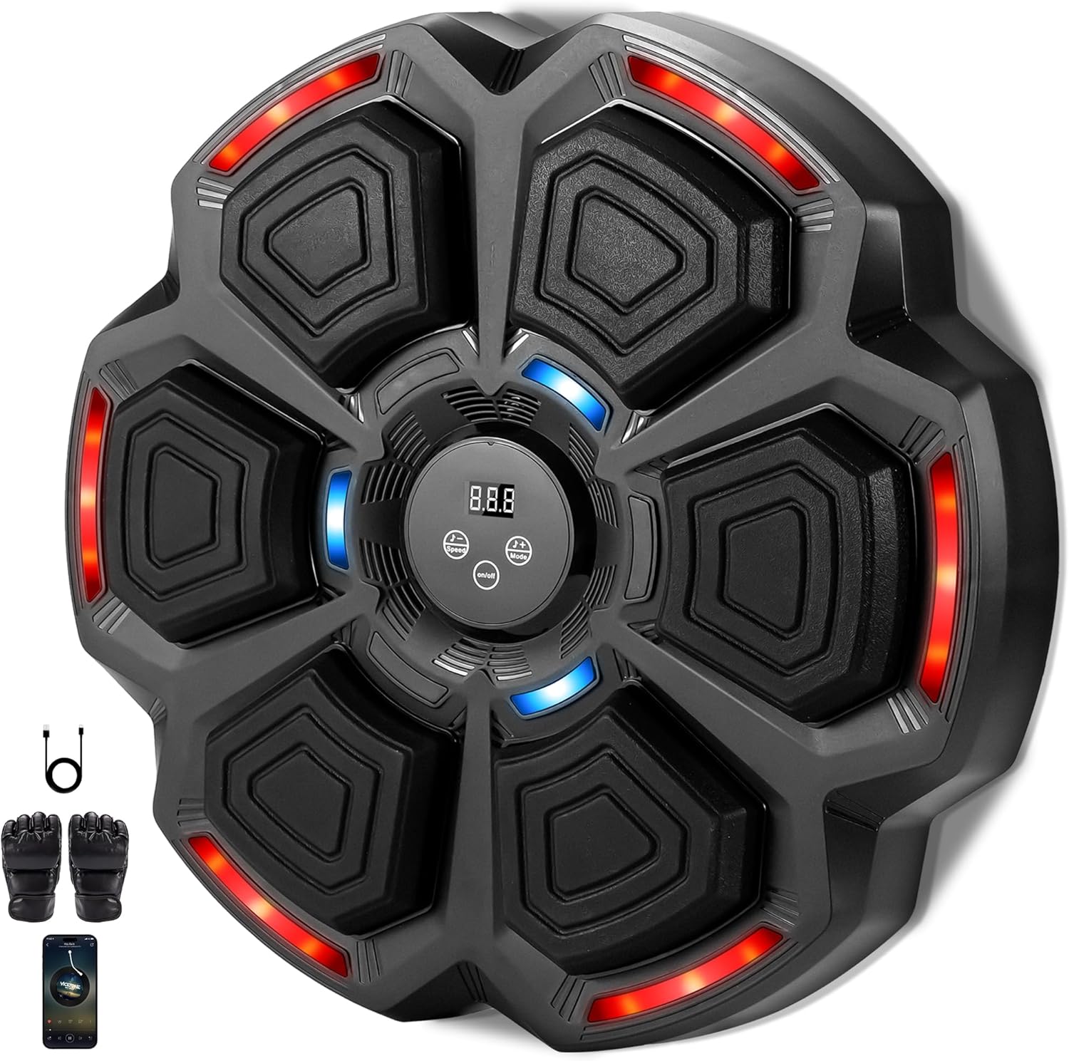 Music Boxing Machine, Music Punching Machine for Adults Kids, Interactive Boxing Target Wall Mounted with Gloves, Gift for Family Friends Large Size