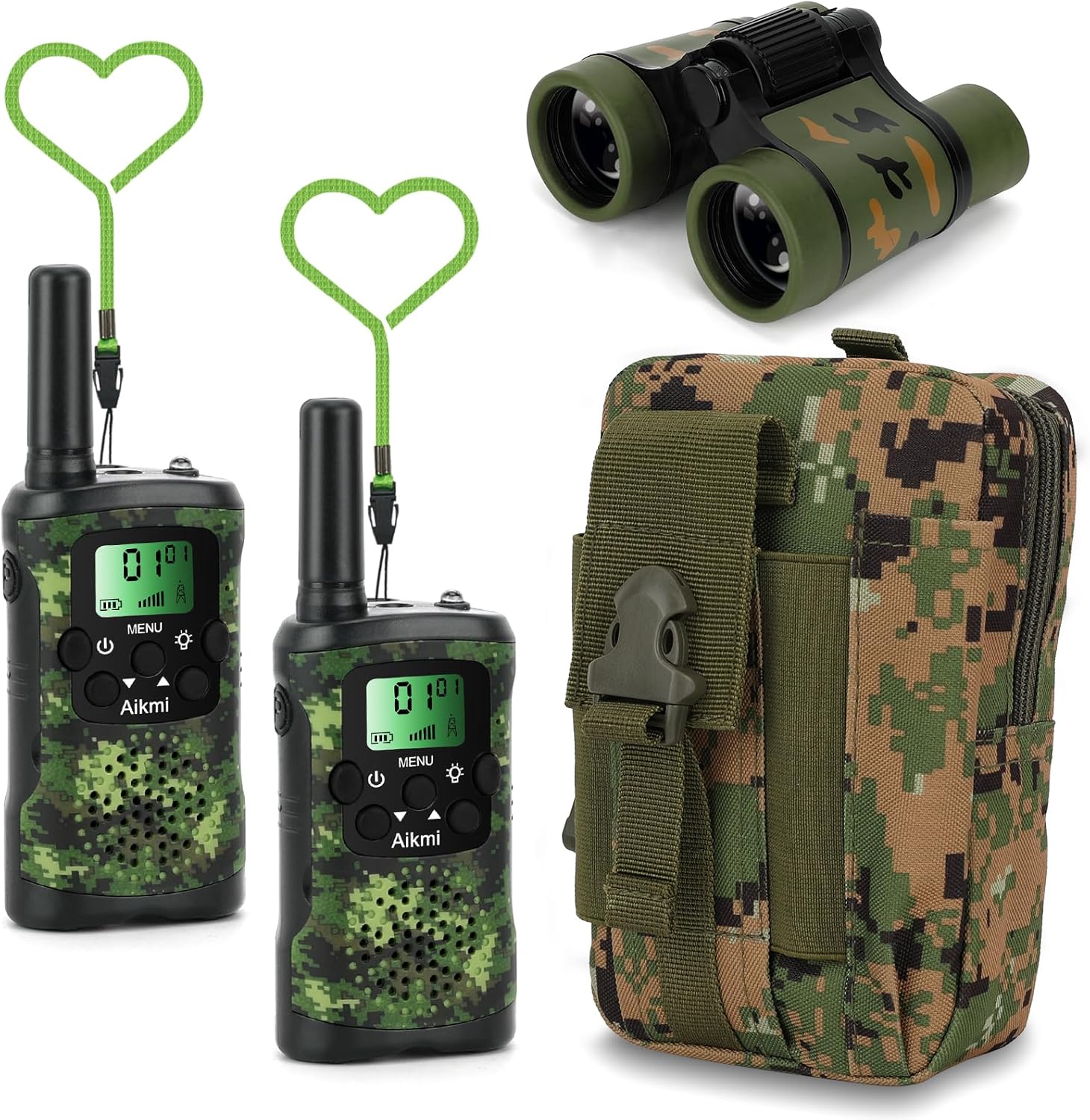 Walkie Talkies for Kids Toys Boys Aged 5+ Outdoor 2 Way Radio 22 Channel 3 Miles Range Camp Hunt Adventure Game Birthday 6 7 8 9 10 Year Old Gifts (Green)