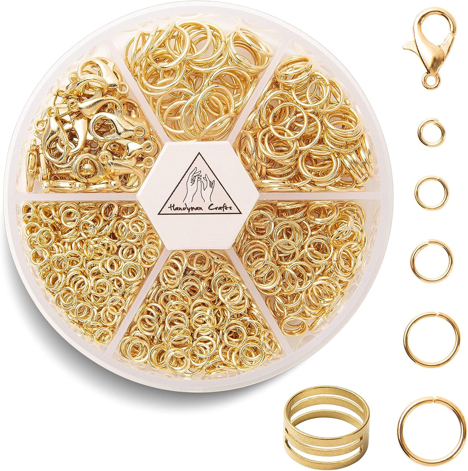 Jump Rings Kit With1000PCS Open Jump Rings 40PCS 12mm Lobster Clasps and Jump Rings Opener for Jewelry Making Keychains and Necklace Repair (Gold)