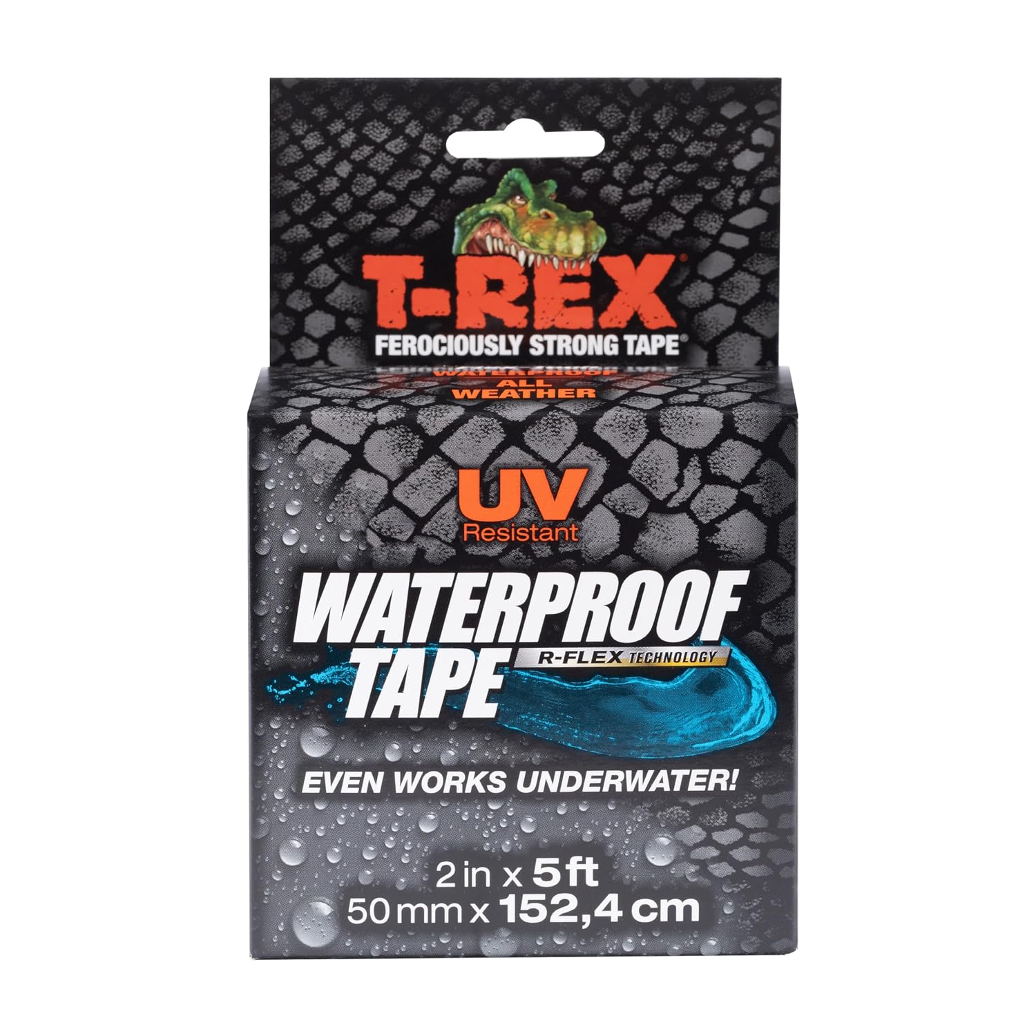 T-REX Waterproof Tape for Wet or Rough / Dirty Surfaces, 2 in x 5 Ft, Black