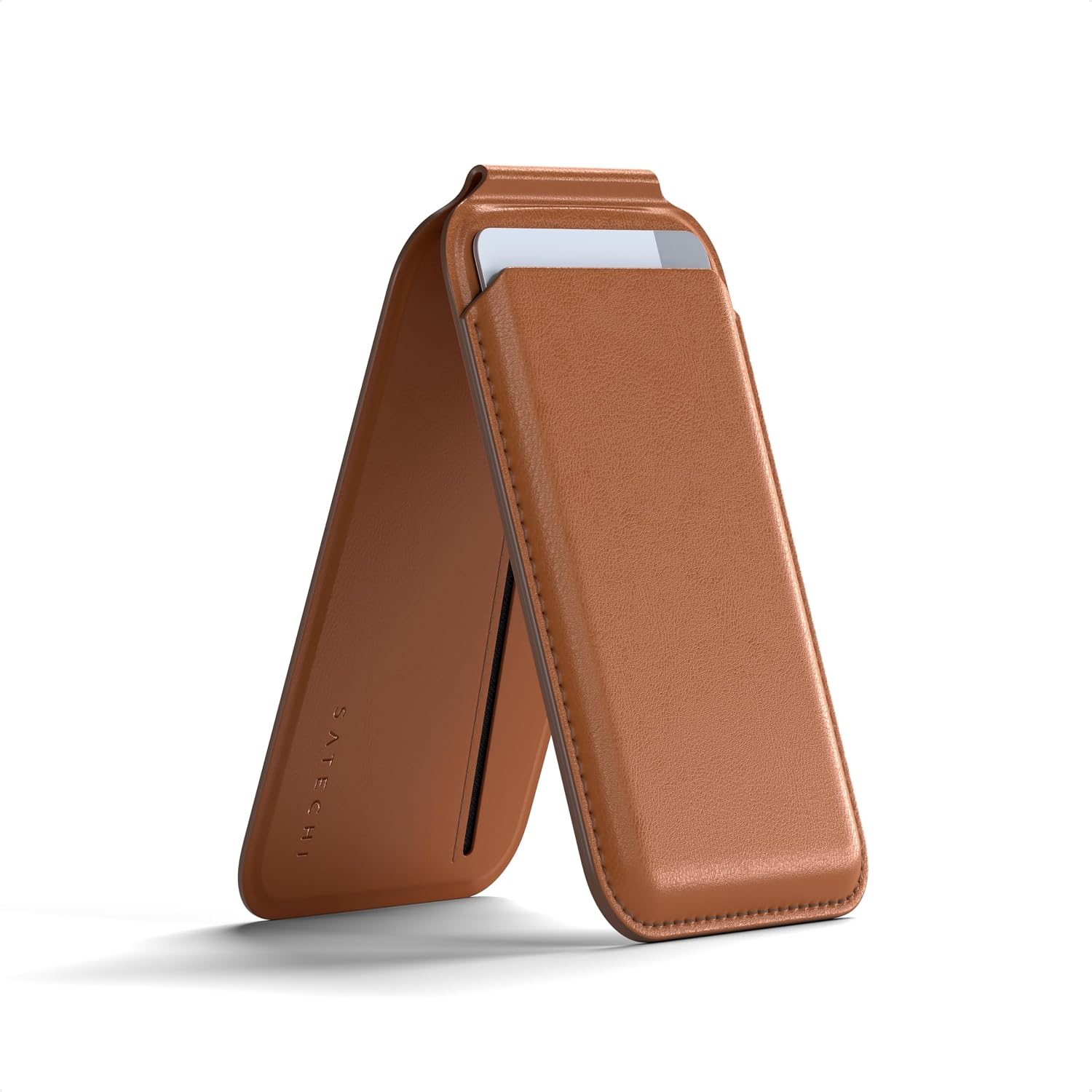 Satechi Magnetic Magsafe Wallet, Double Flap Stand Card Holder, 4 Slots with Front NFC Pass-Through, Adjustable Phone Attachment for iPhone 17/16/15/14/13/12, Travel Accessory