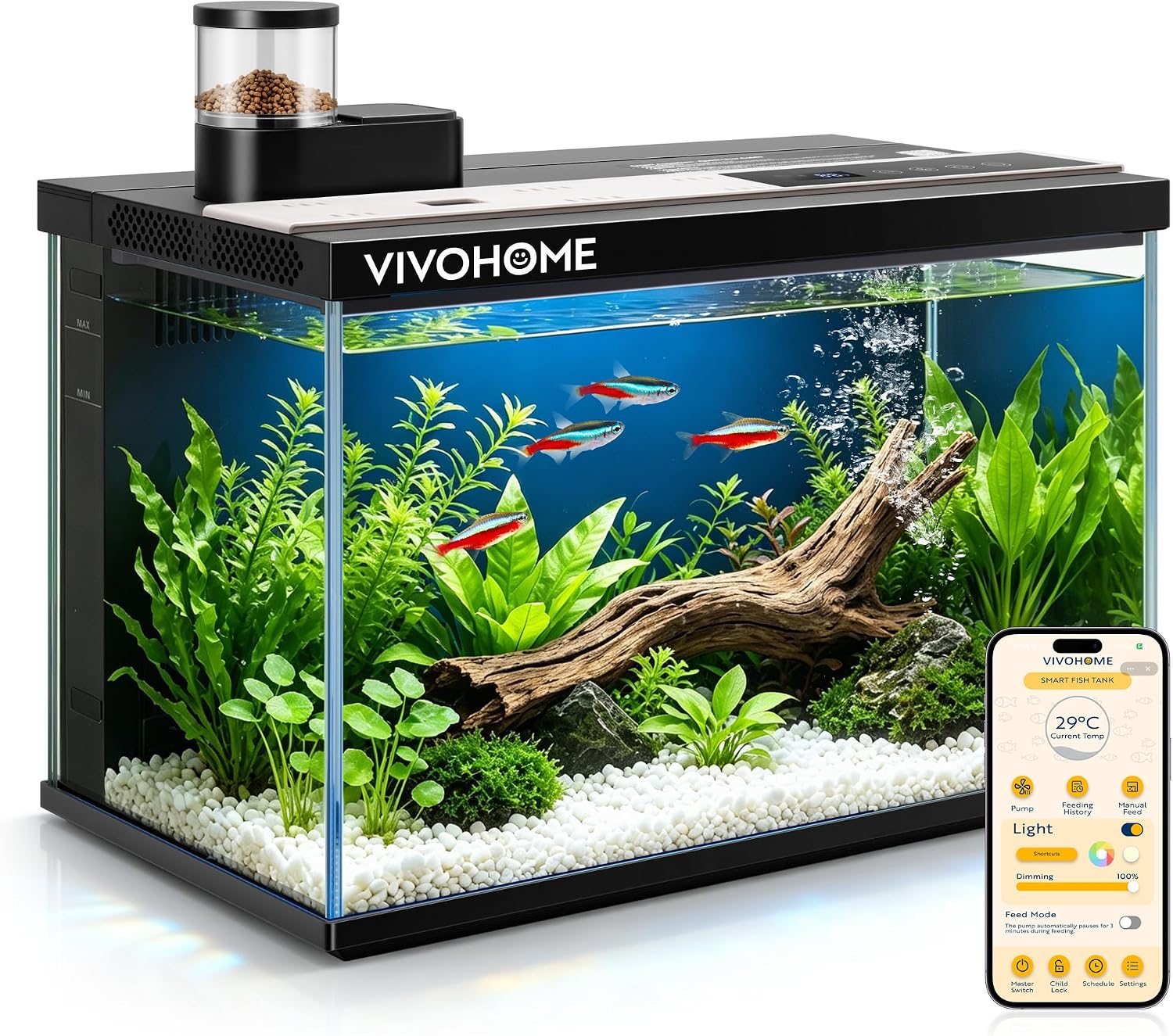 VIVOHOME 30L Smart Fish Tank with APP Control Aquarium Starter Kit