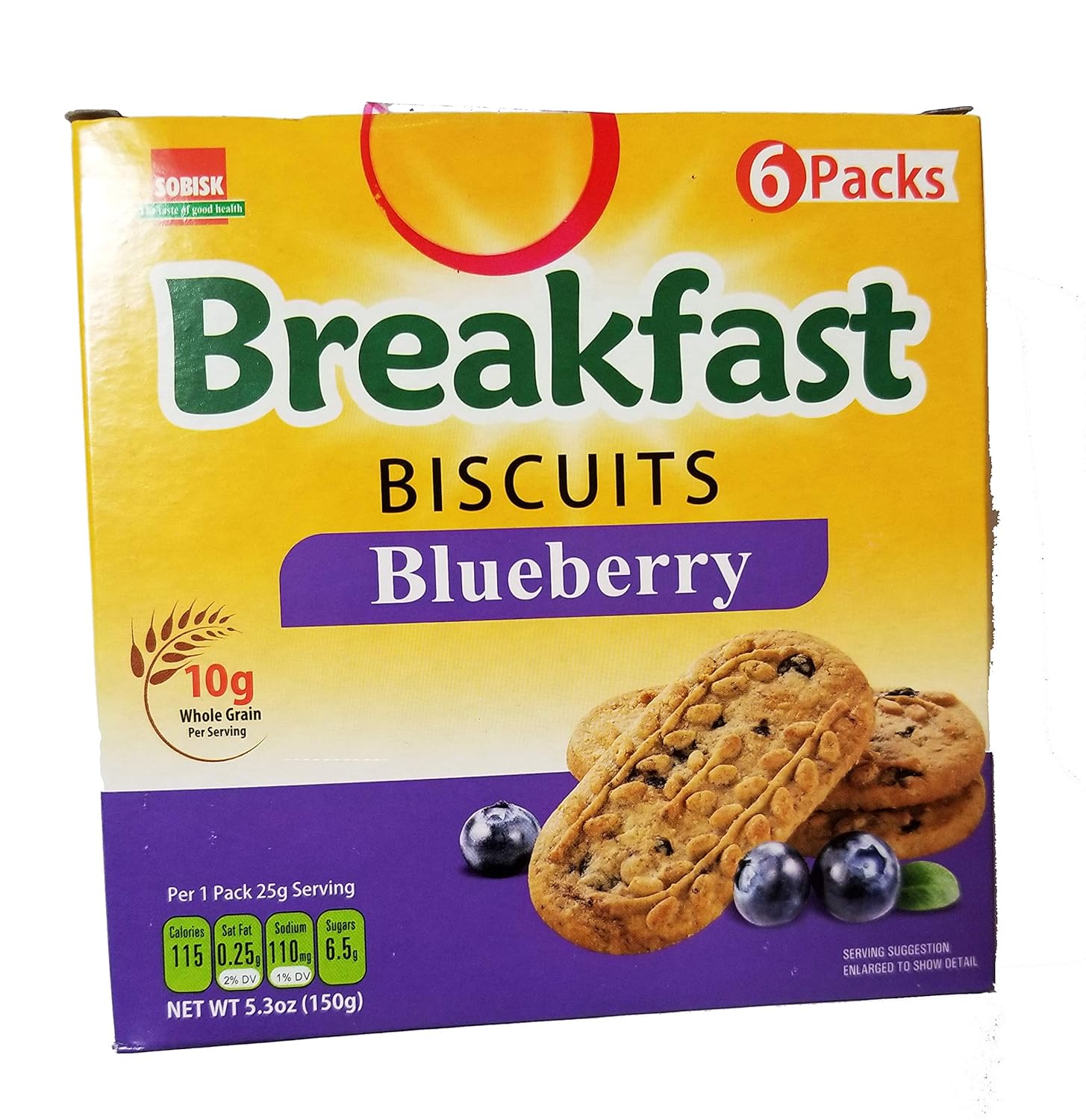 Sobisk Cookies, Biscuits Blueberry Breakfast 6 Packs, 5.3 Ounce