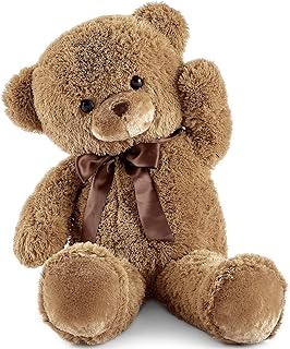 Big Teddy Bear Stuffed Animal 35 inches Giant Stuffed Bear Gift for Girlfriend Children on Birthday Valentine's Day Christmas, Brown