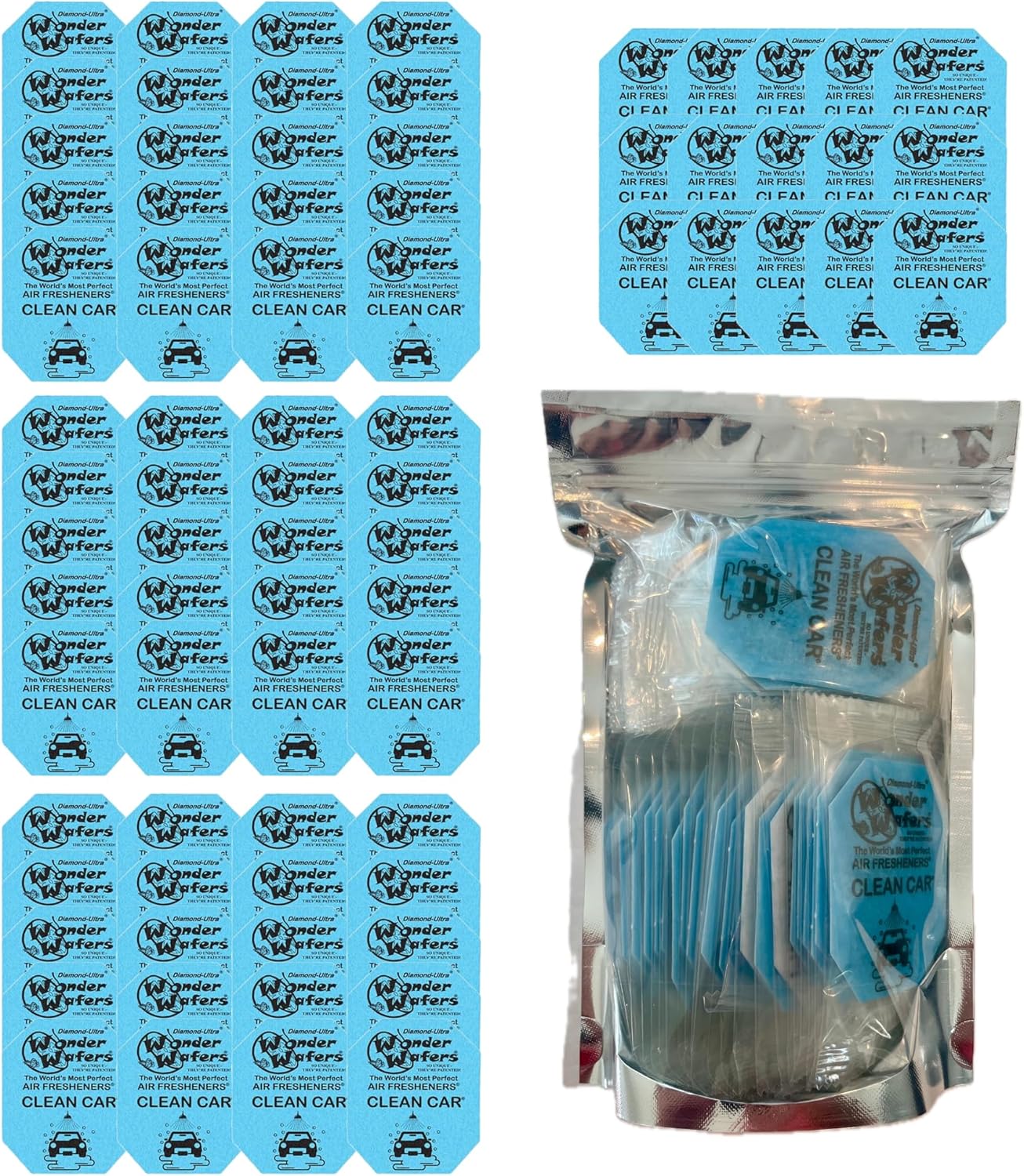 Wonder Wafers 75 count Air Fresheners Individually Wrapped, Clean Car Fragrance
