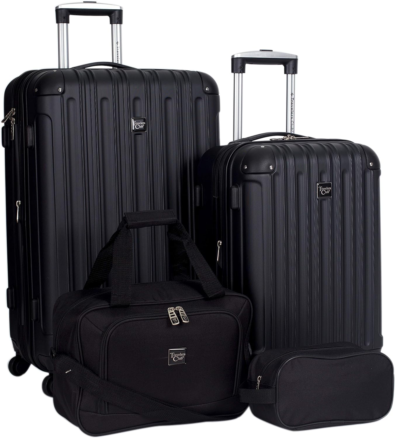 Travelers Club Midtown Hardside Luggage Travel, Black, 4-Piece Set