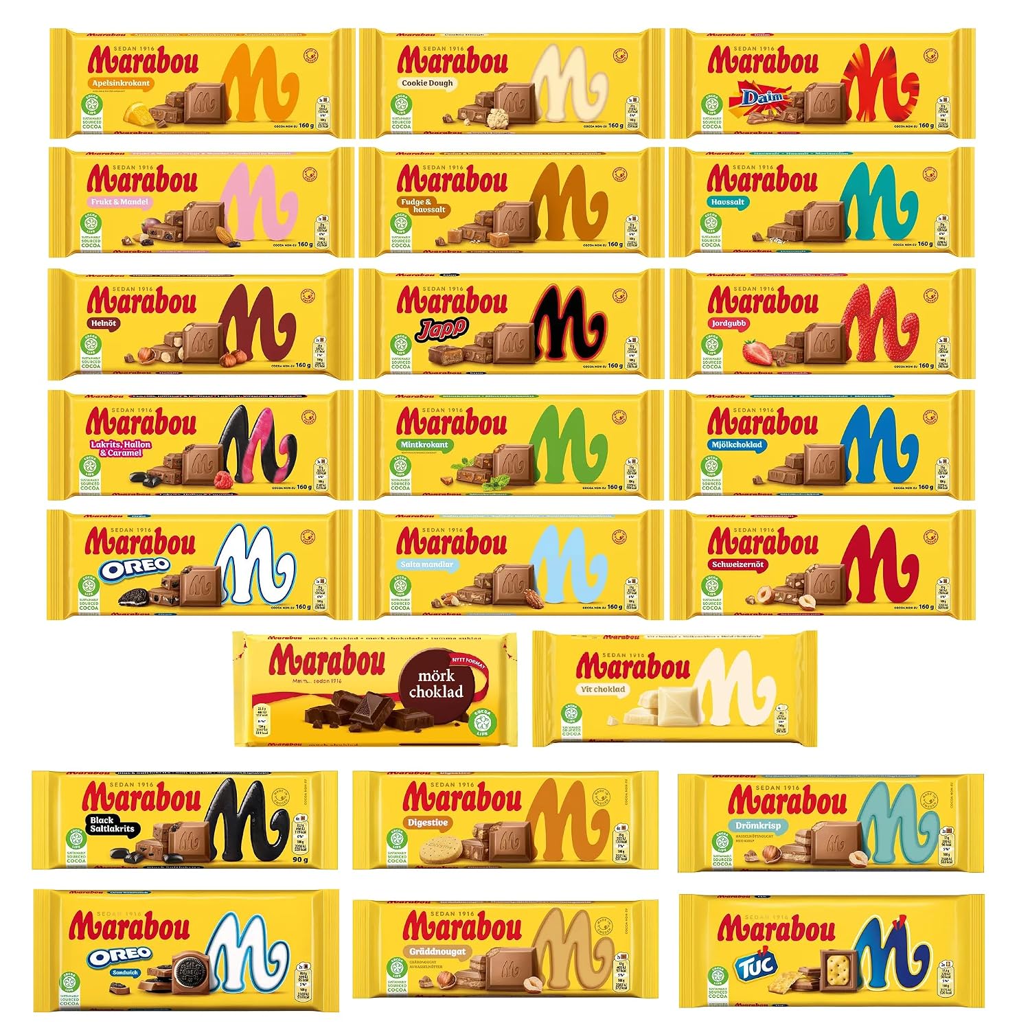 Marabou Chocolate Bars – Pick Any 10 From Multiple Flavors (Mix & Match Your Favorites)
