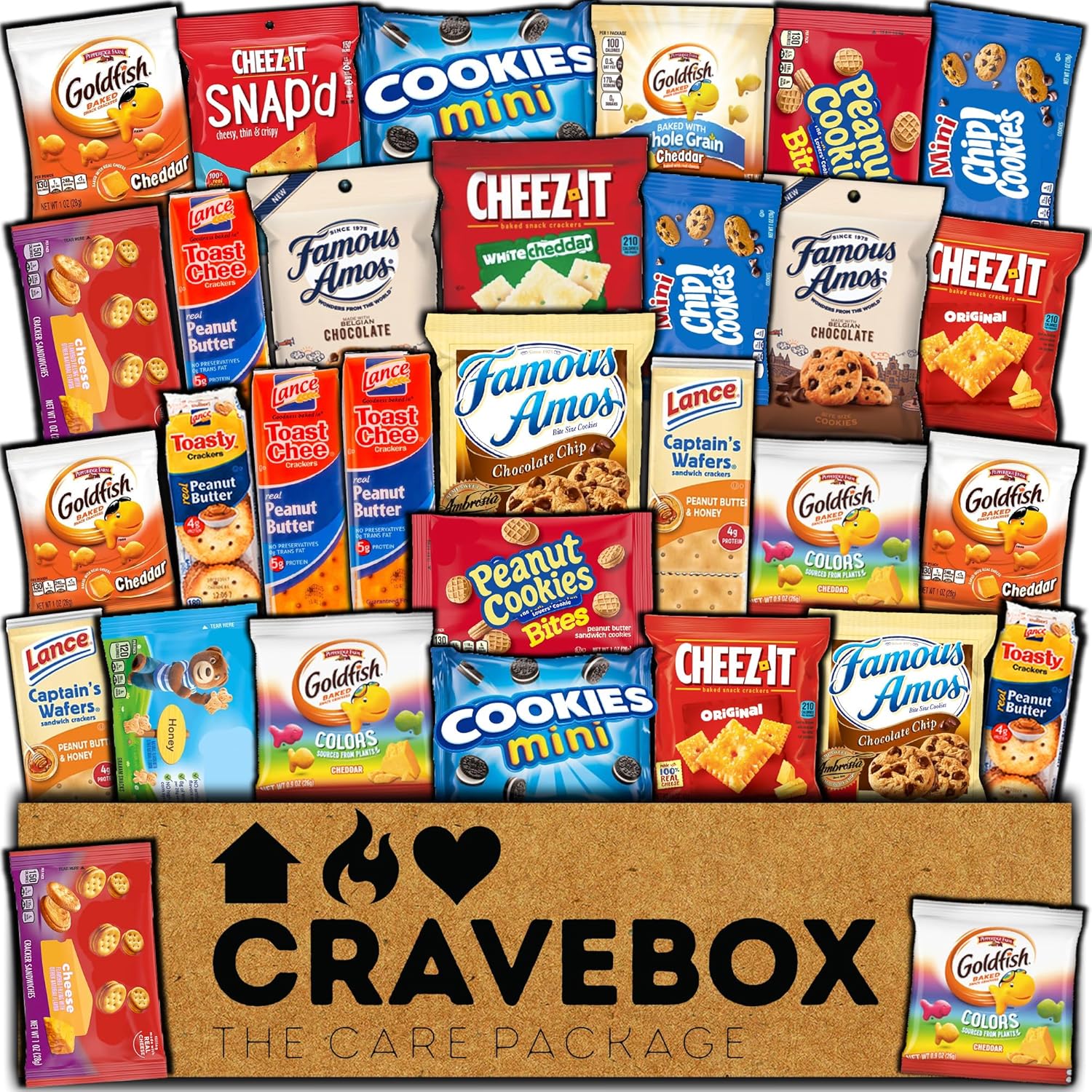 CRAVEBOX Cookies and Crackers Snack Box Variety - Halloween - College Back to School - Gift for Kids, Adults, Guys, and Girls