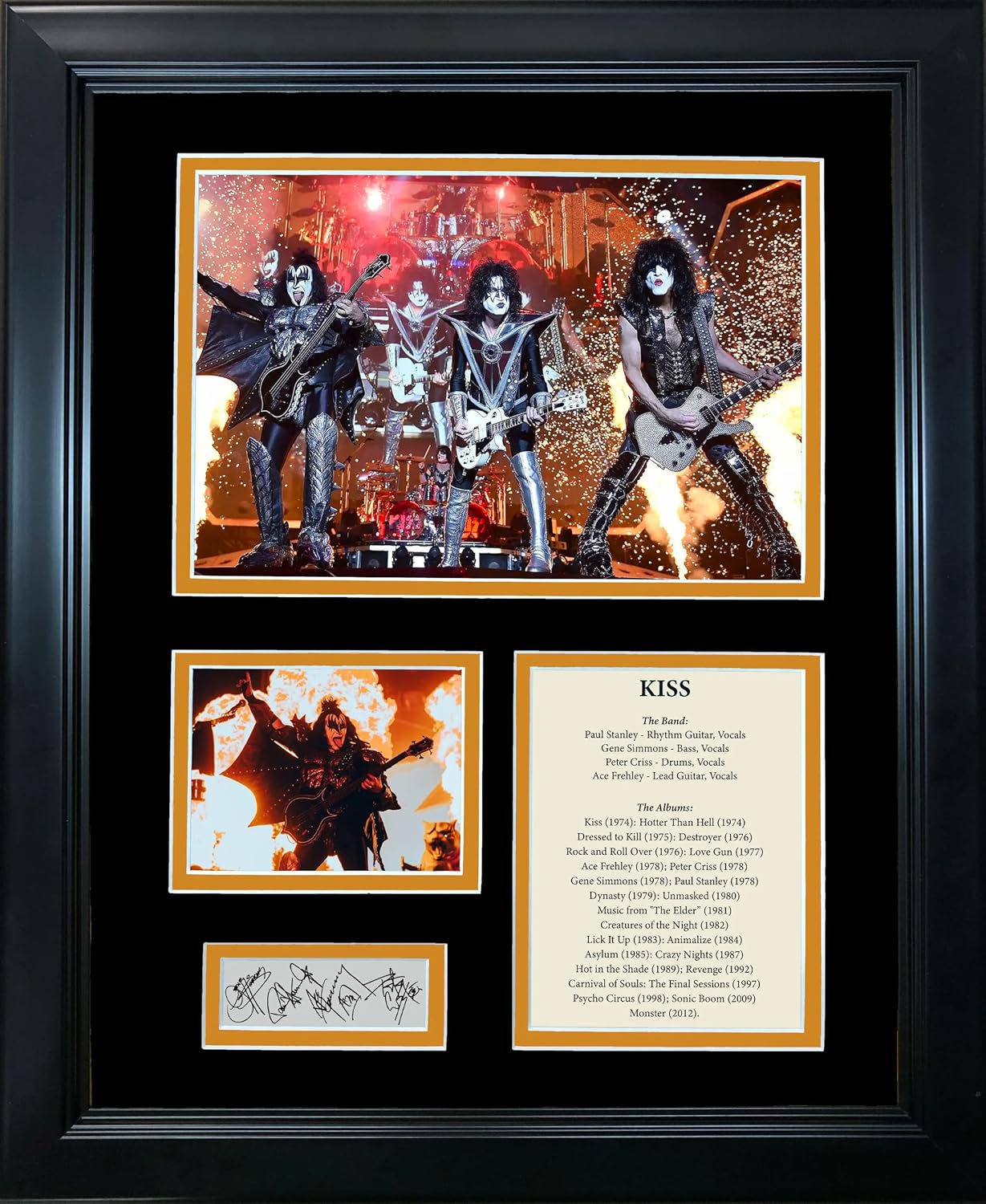 HOFSM.COM Hall of Fame Sports Memorabilia Framed KISS Band Facsimile Laser Engraved Signature Auto 11"x14" Music Photo Sig Collage
