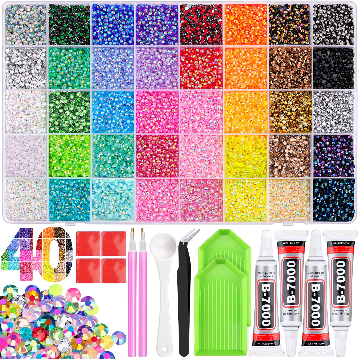 TINKRSTUFF Bedazzling Kit 50000Pcs 3mm Jelly Rhinestones - Diamond Art