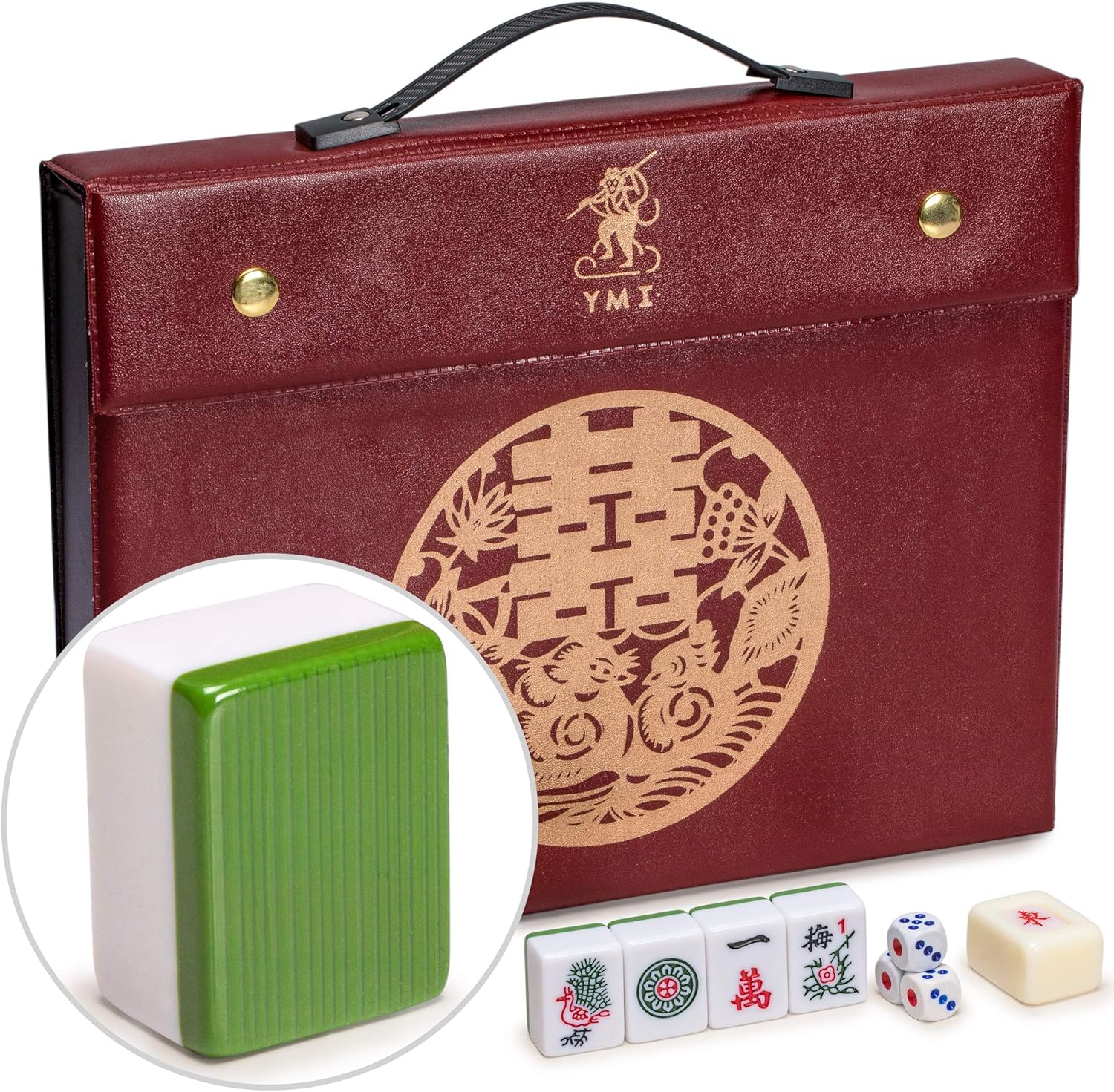 Yellow Mountain Imports Chinese Mahjong Set – Rouge Heritage – 146 Medium Tiles, Professional Set for Chinese-Style Play [中式麻將 專業套裝]