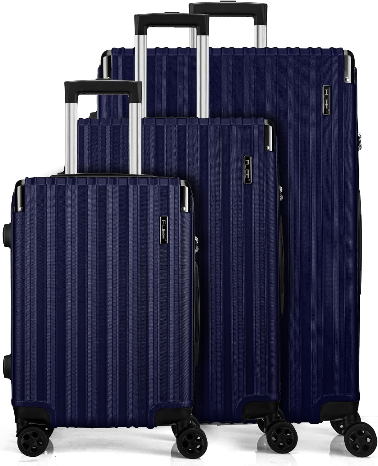FLIEE Suitcase Set |4 Silent Dual Spinner Wheels |Lightweight Hard Shell Suitcases | TSA 3 Digit Combination Lock | Aluminium Telescopic Handle | 3 Pcs Luggage Sets |(Blue, 3 Piece Full Set)