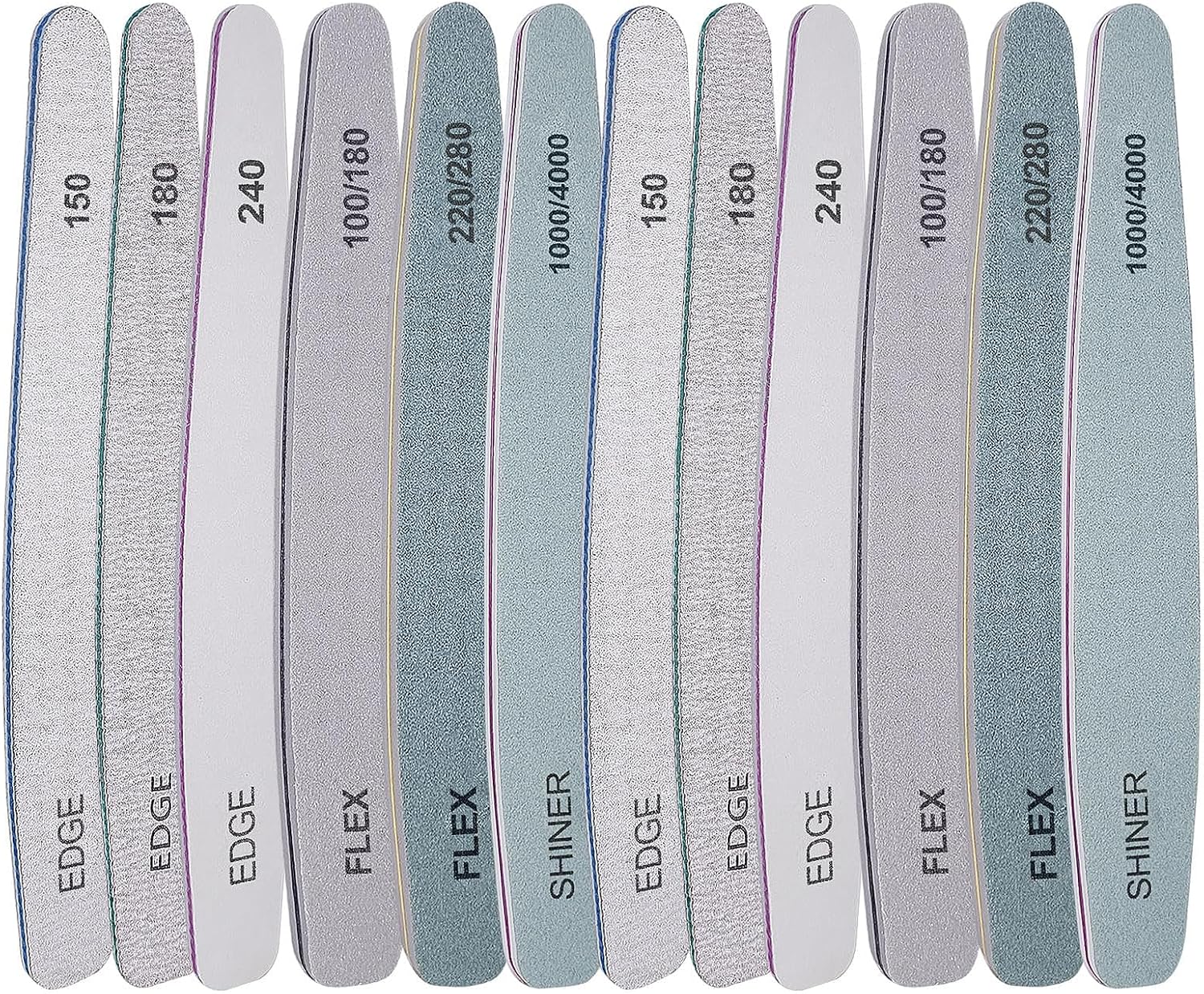 Nail File and Buffer Set (12 Pcs), Professional Nail File Kit for Acrylic and Natural Nails, Soft Nail Filer Gel Nail Files buffers Filing Emery Board 100/150/180/220/240/280/1000/4000 Grit
