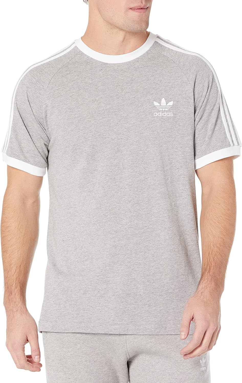 adidas Originals Men's Originals 3 Stripes Tee, Clear Sky, Medium