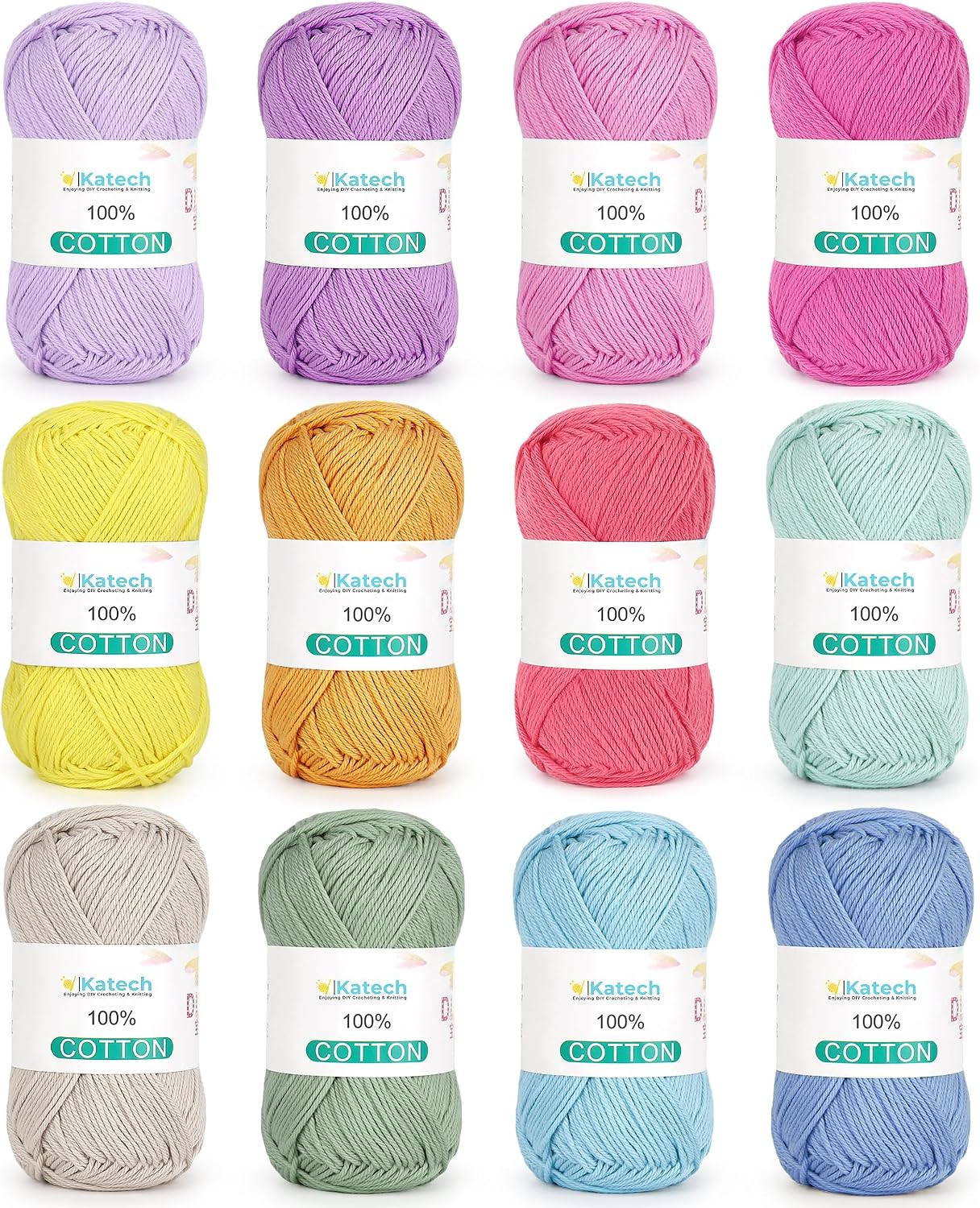 Katech 1OO% Cotton Yarn for Crocheting & Knitting–Baby Cotton Yarn (D)