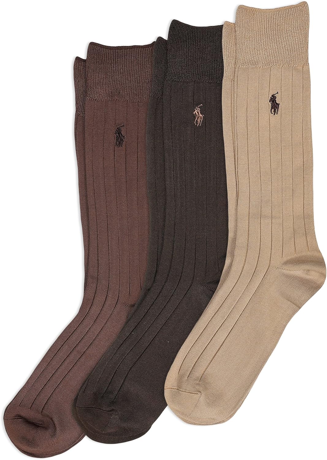 Polo Ralph Lauren Men's Super Soft Ribbed Dress Crew Socks -3 Pair Pack- Lightweight Comfort