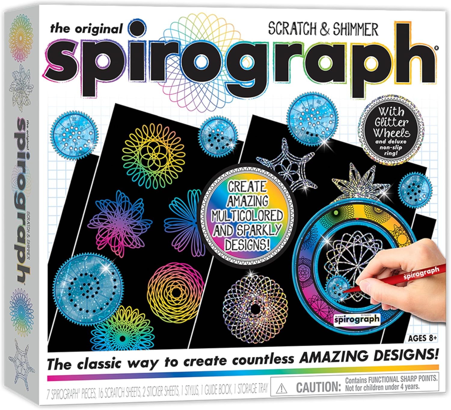 Spirograph Scratch & Shimmer – Arts and Crafts, Kids Toys, Art Supplies, Craft Supplies, Drawing Kit, Spiral Art, Classic Gear Design Kit, Magic Scratch Paper, Pen, Design Sheet Included, Ages 8+