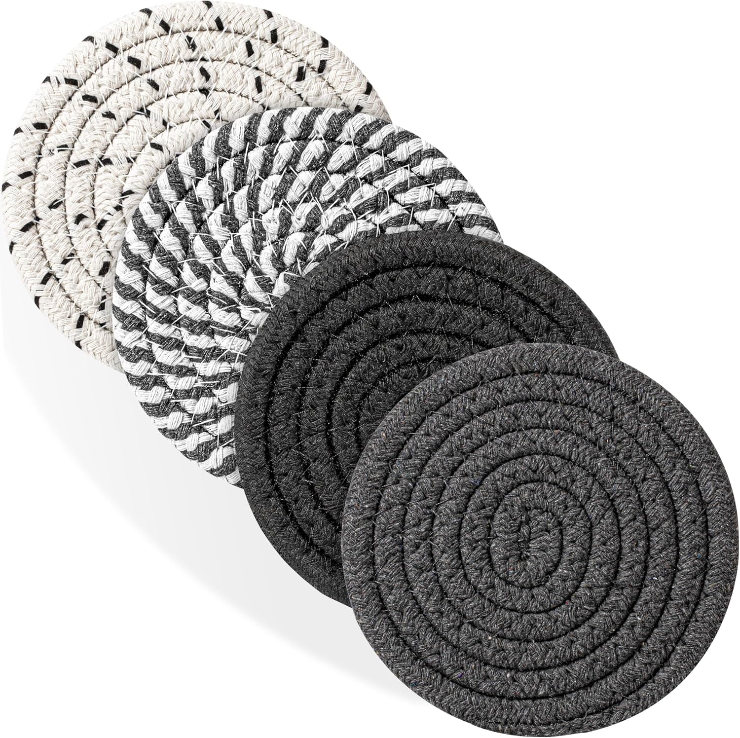 4 Pcs Grey Drink Coasters, 4.3 inch